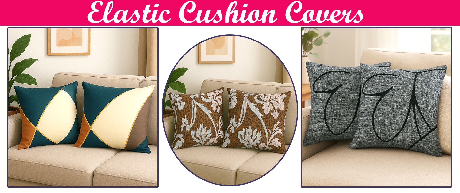 Printed & Solid Elastic Cushion Covers