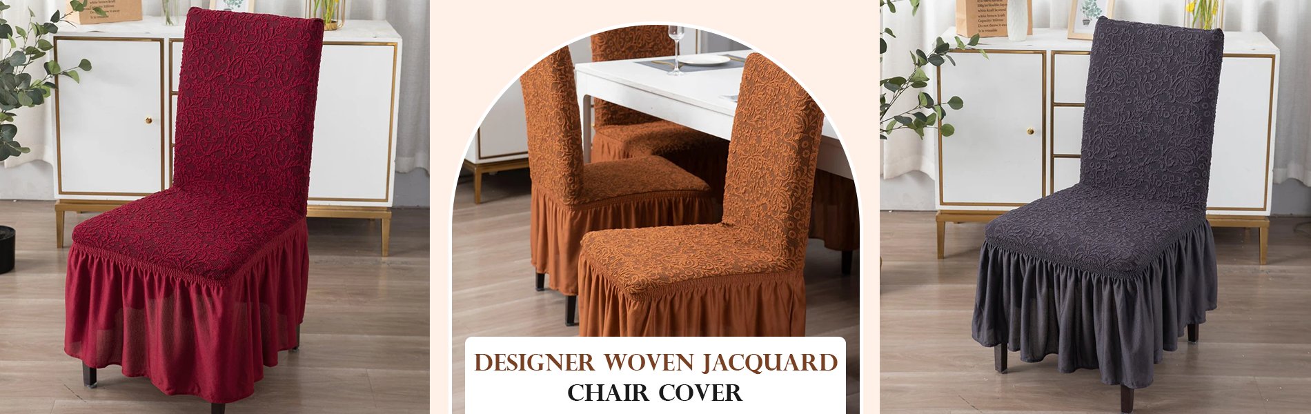 Designer Woven Jacquard Chair Cover - HOKIPO | Har Ghar ka Humsafar