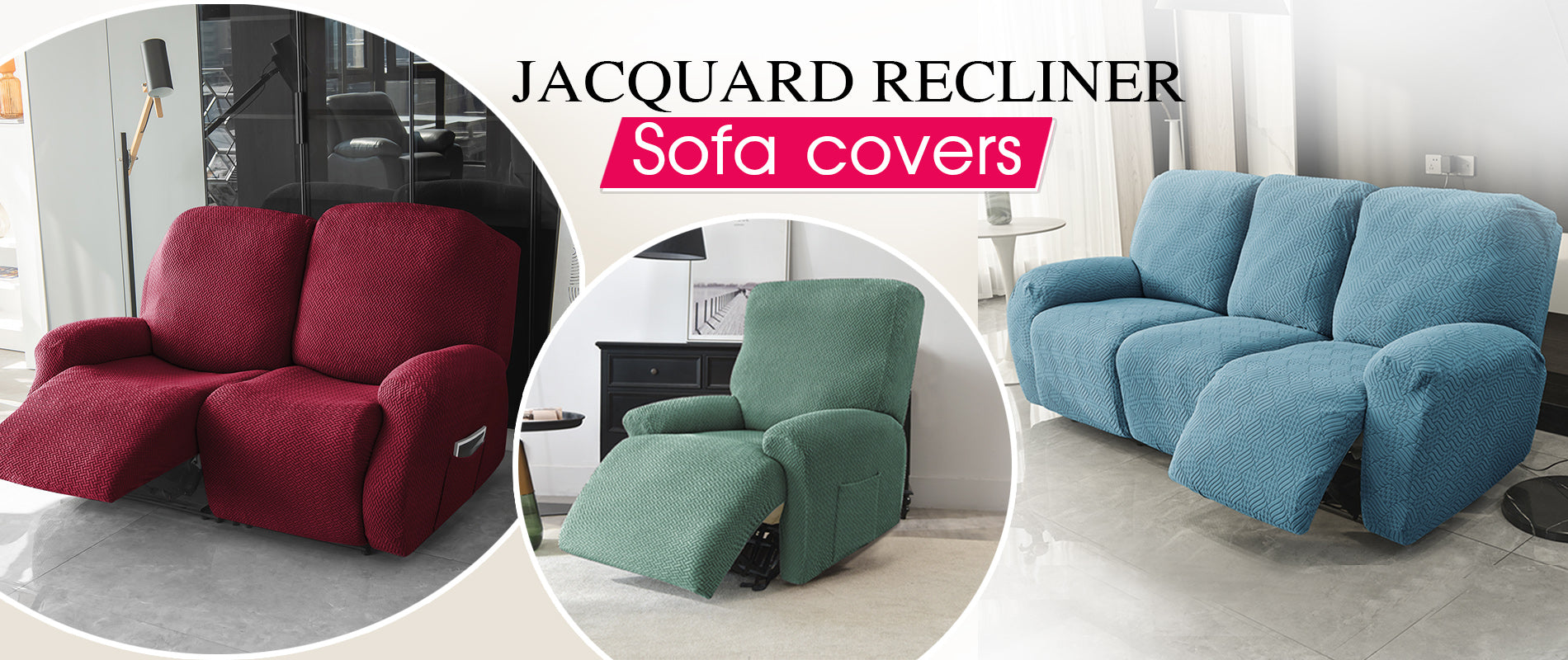 Jacquard Recliner Sofa Covers | Stretchable & Full Fitted - HOKIPO | Har Ghar ka Humsafar