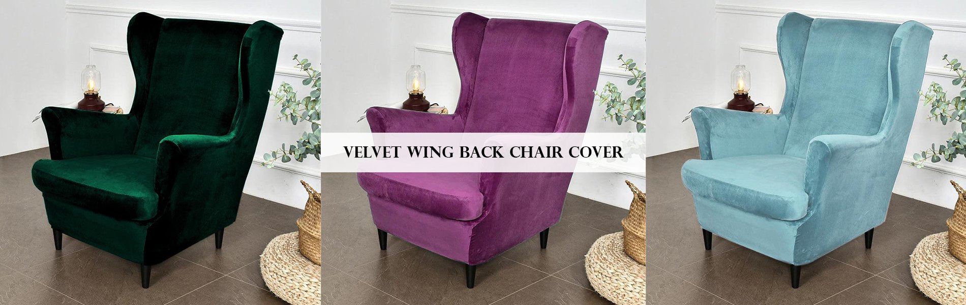 Velvet Wing Back Chair Cover - HOKIPO | Har Ghar ka Humsafar