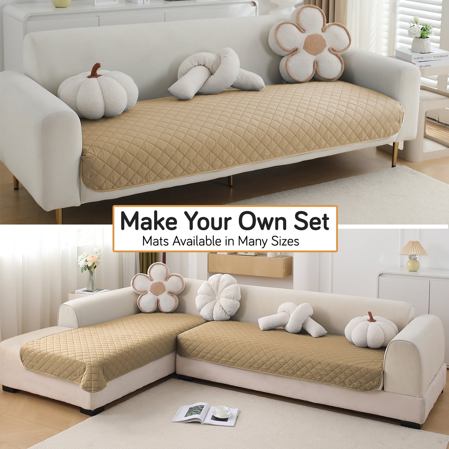 Waterproof Quilted Mats, Camel