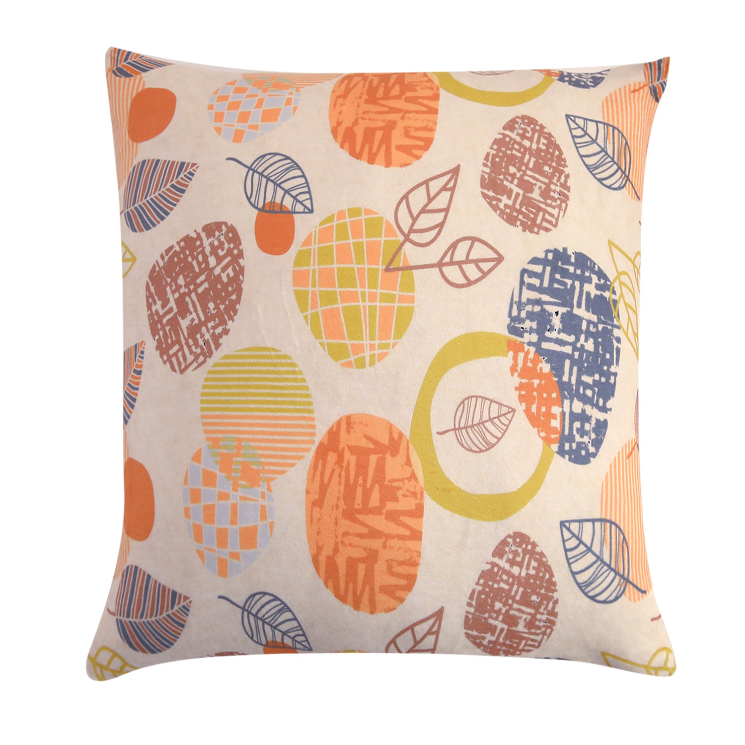 Buy Coral Autumn Leaves Printed Velvet Cushion Covers