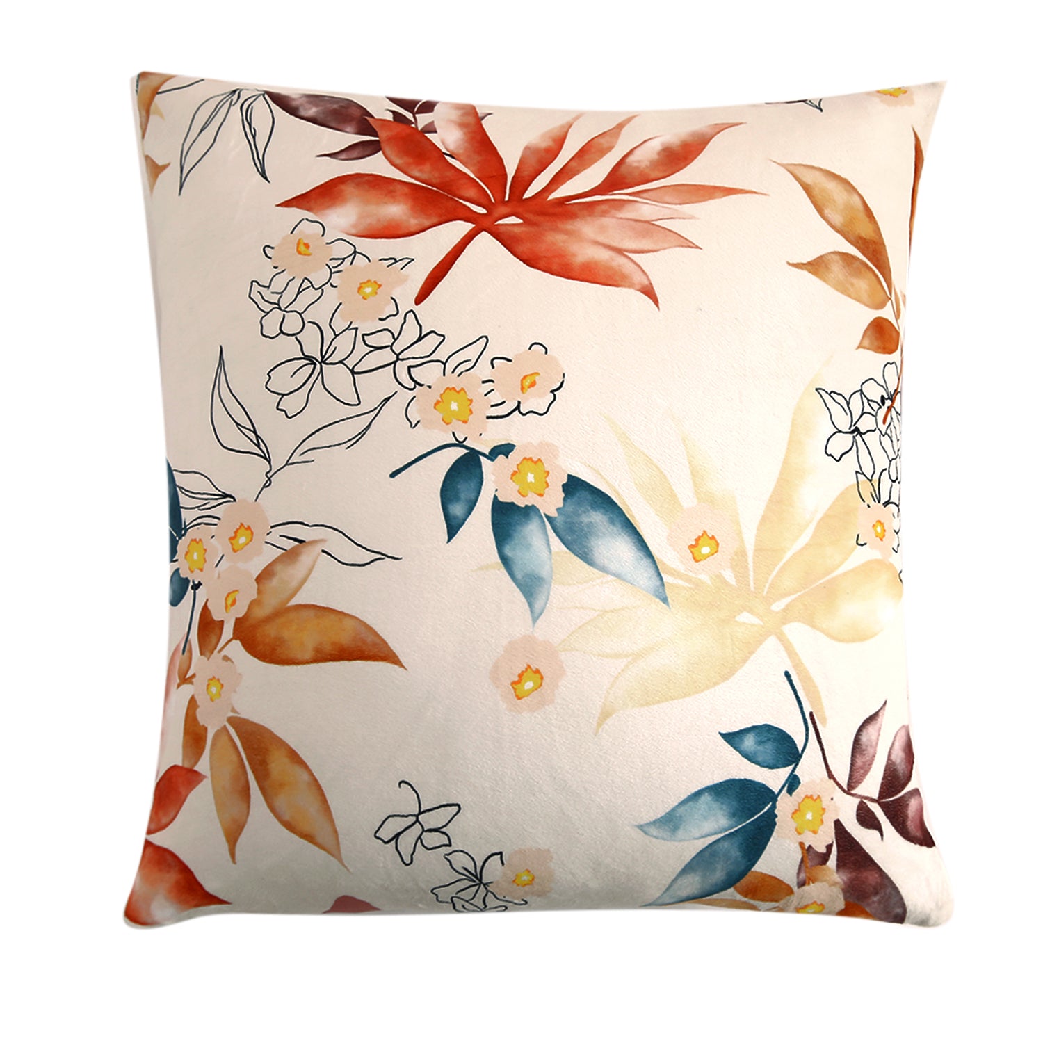 Buy Amber Serene Flora Printed Velvet Pillow Covers