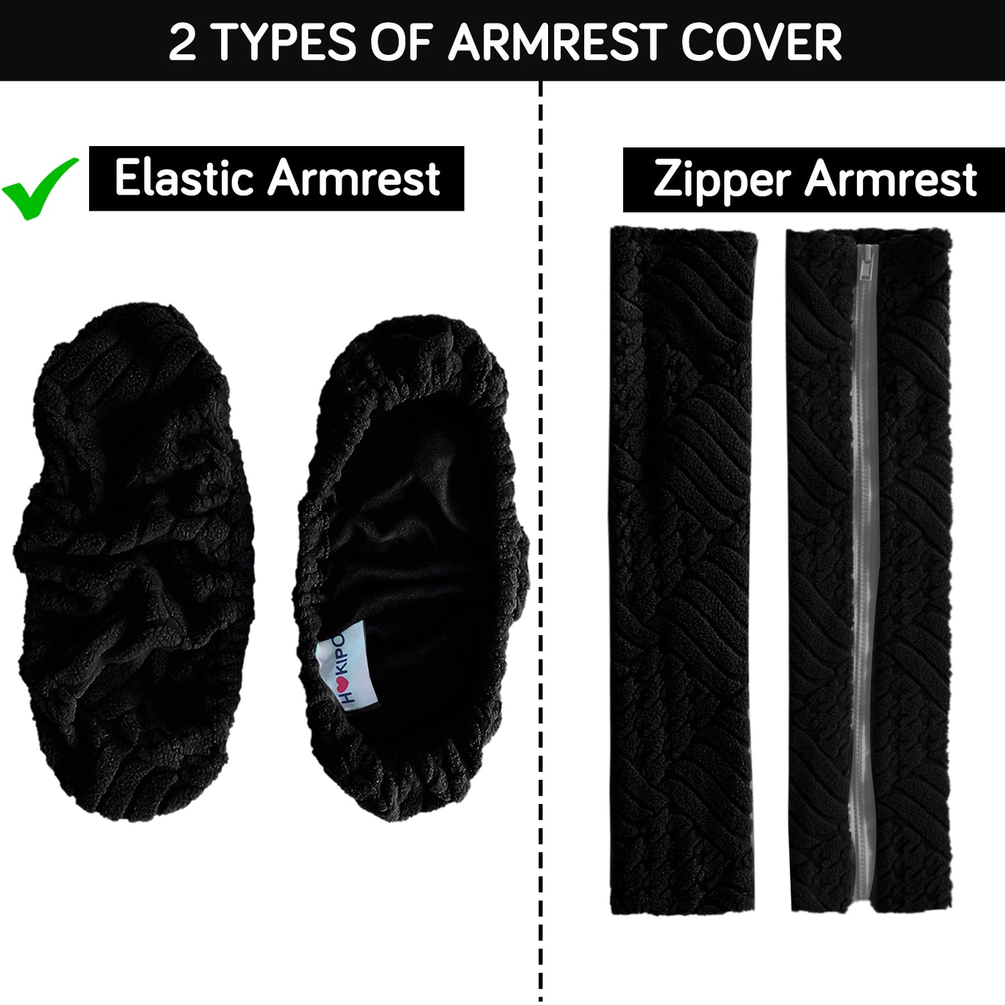 170gsm Jacquard Armrest Covers for Office Chair (Elastic Style), 1 Pair, Black