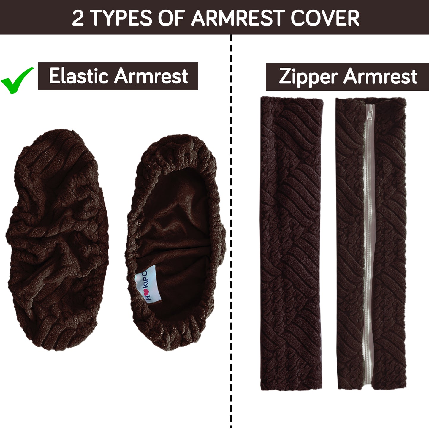 170gsm Jacquard Armrest Covers for Office Chair (Elastic Style), 1 Pair, Brown