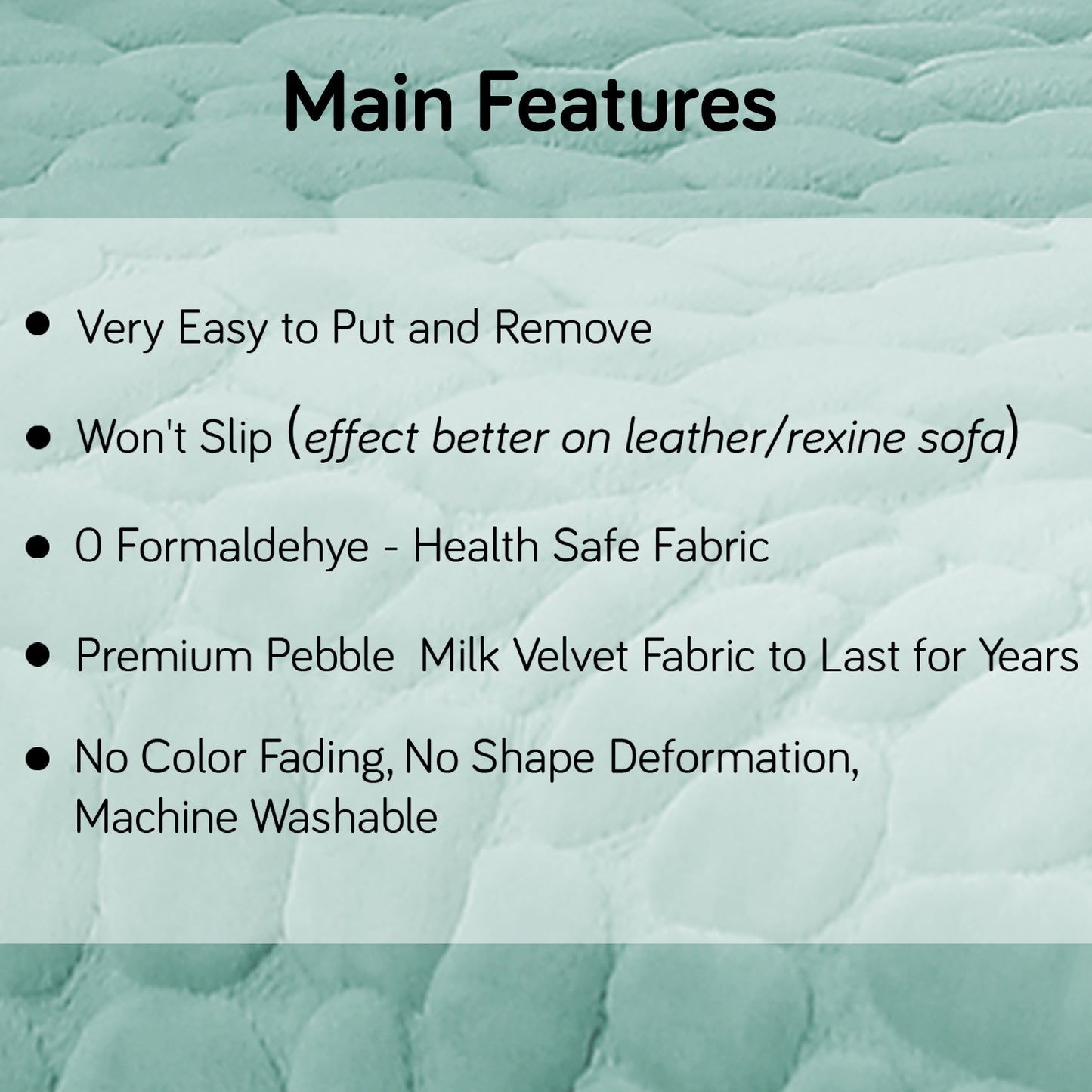 Premium Pebble Milk Velvet Anti Slip Sofa Mat for 1/2/3 Seater, Fog Blue