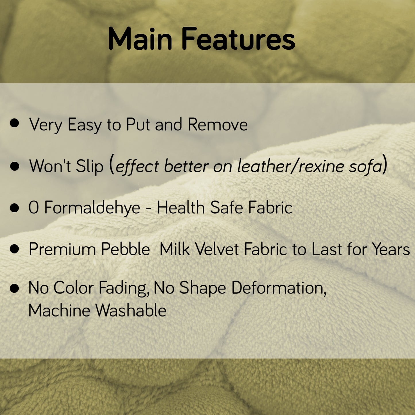Premium Pebble Milk Velvet Anti Slip Sofa Mat for 1/2/3 Seater, Pristine Green