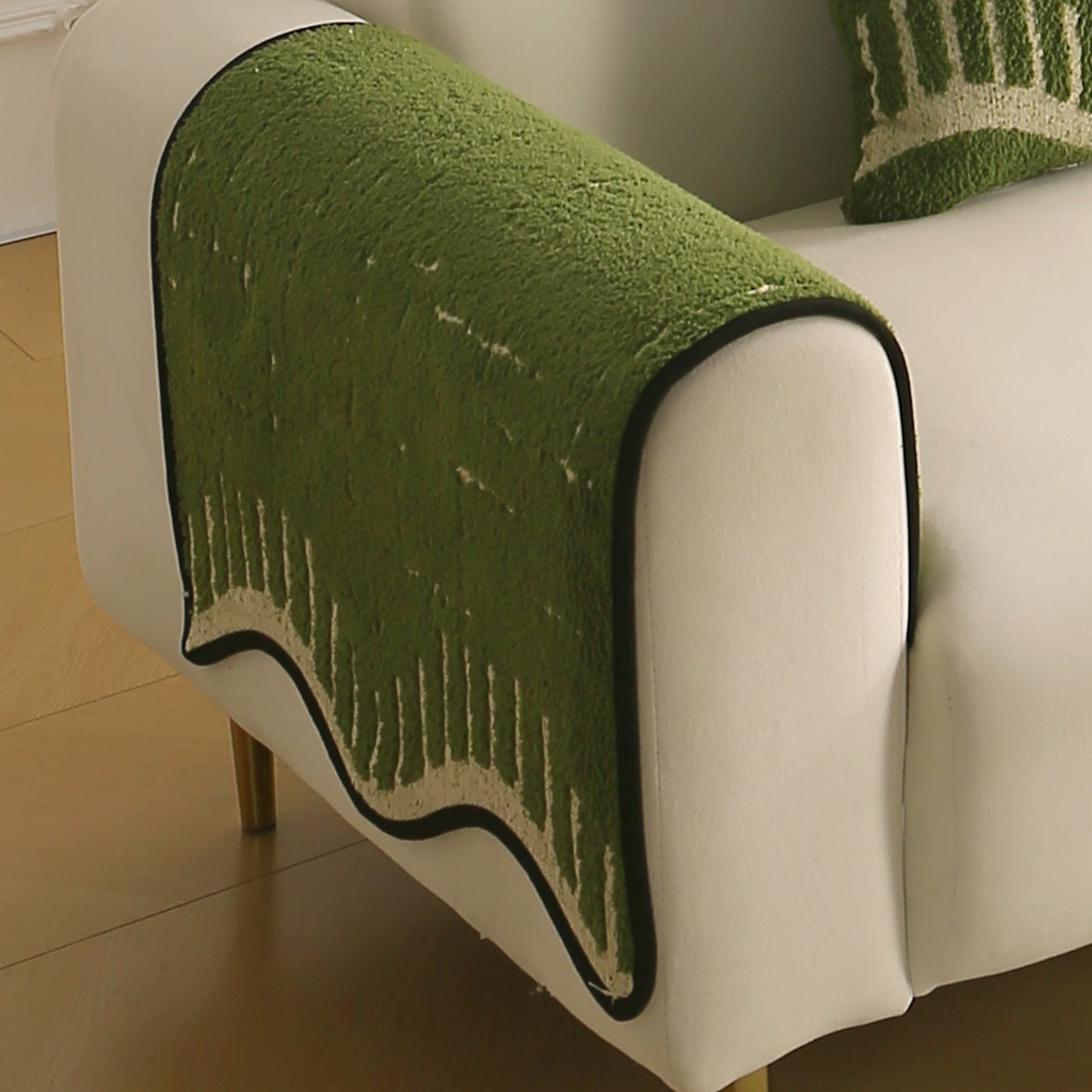 Premium Supple Soft Wavy with Curve Sofa Cover Mat, Green