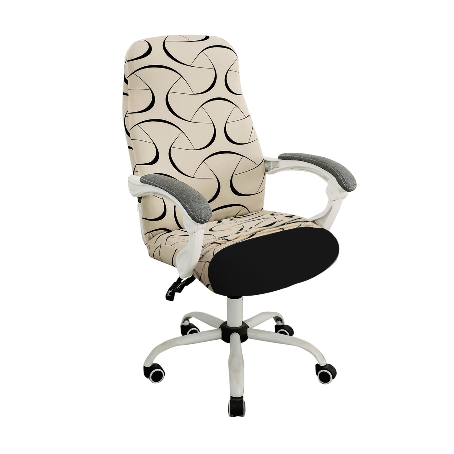 HOKIPO 140gsm Stretchable Office Chair Cover, Natural Beige Abstract Art - Medium / Large