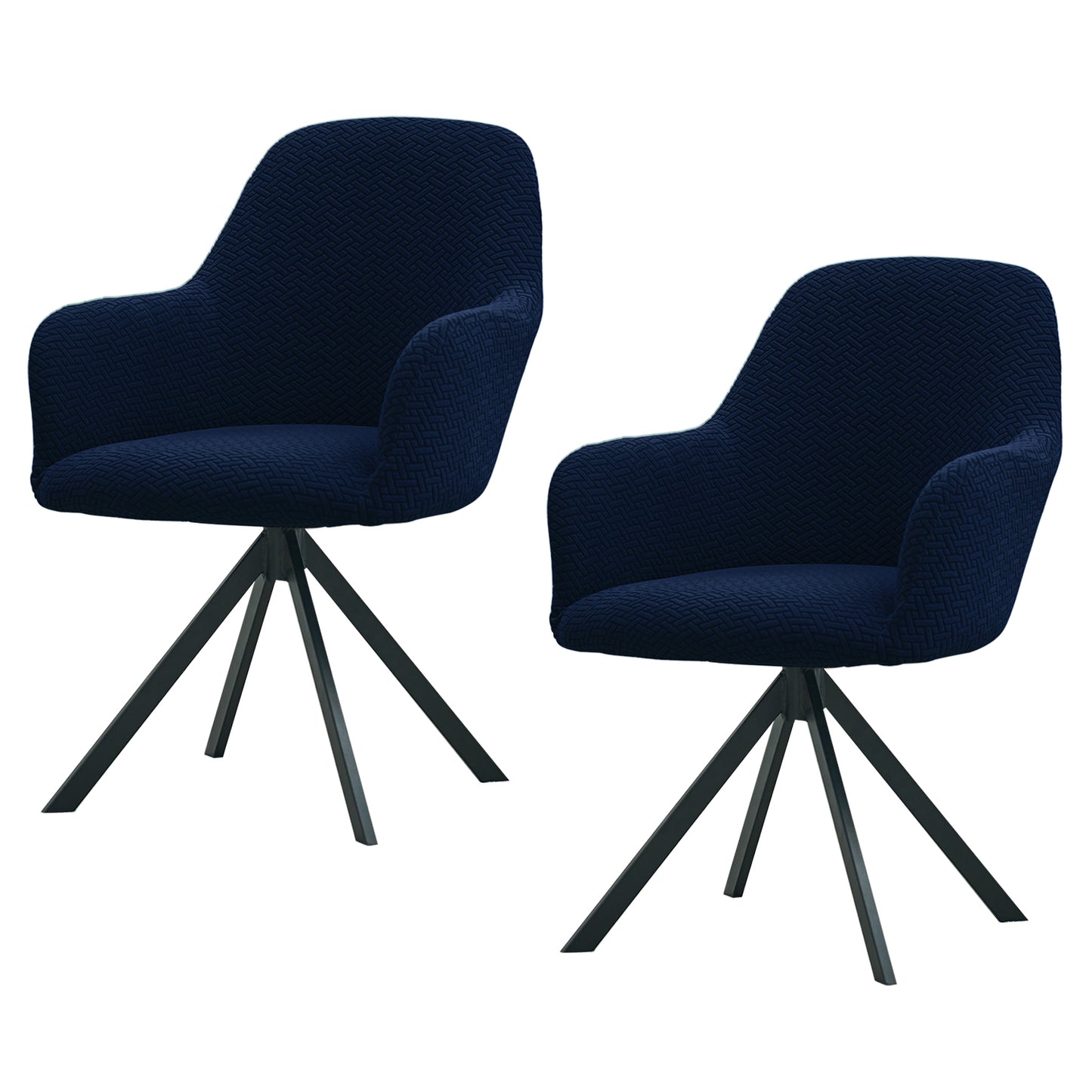 HOKIPO Premium Jacquard Fully Covered Cover for Swivel Dining Chair with Arms, Navy Blue