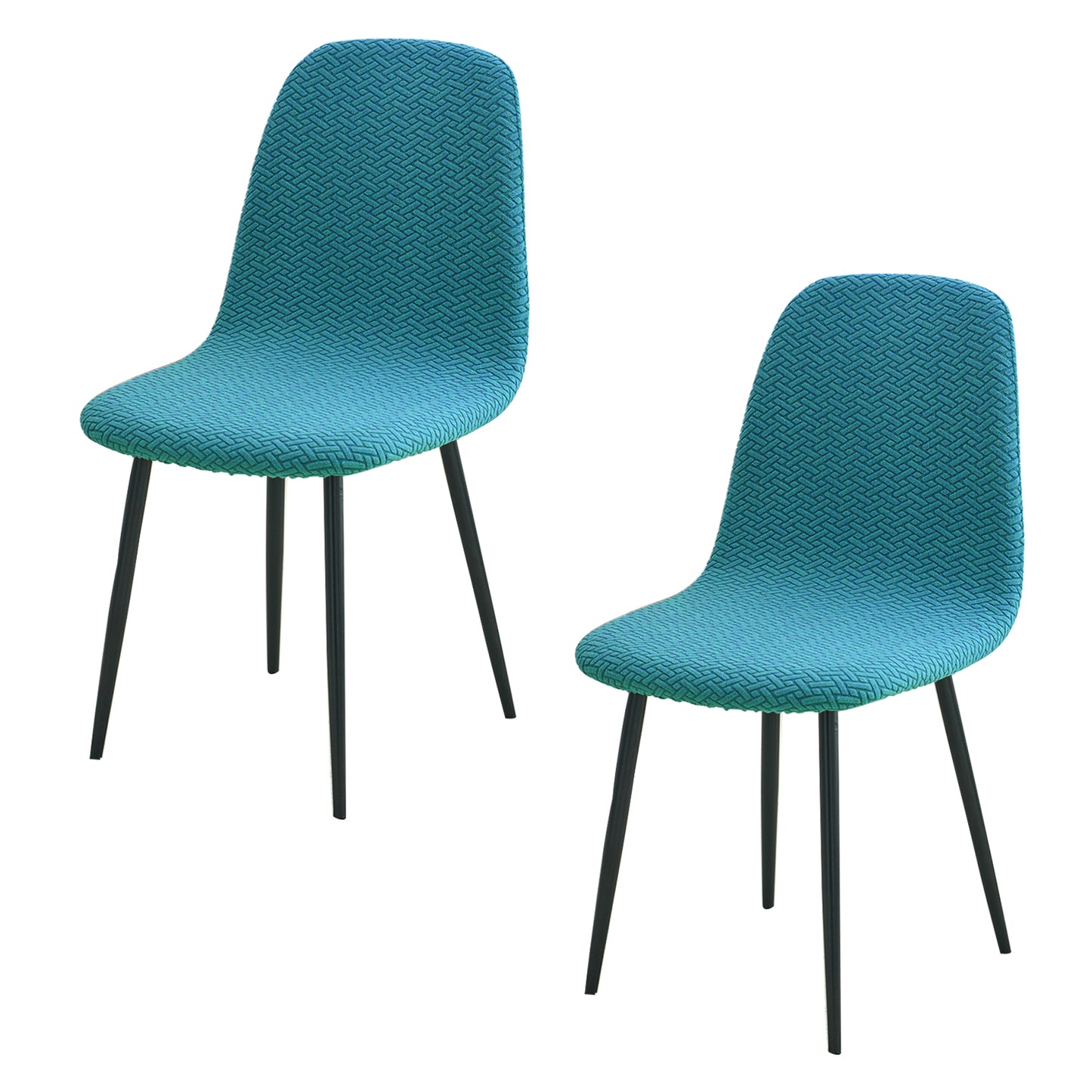 Premium Jacquard Fully Covered Cover for Mid Century Modern Dining Chair, Turquoise