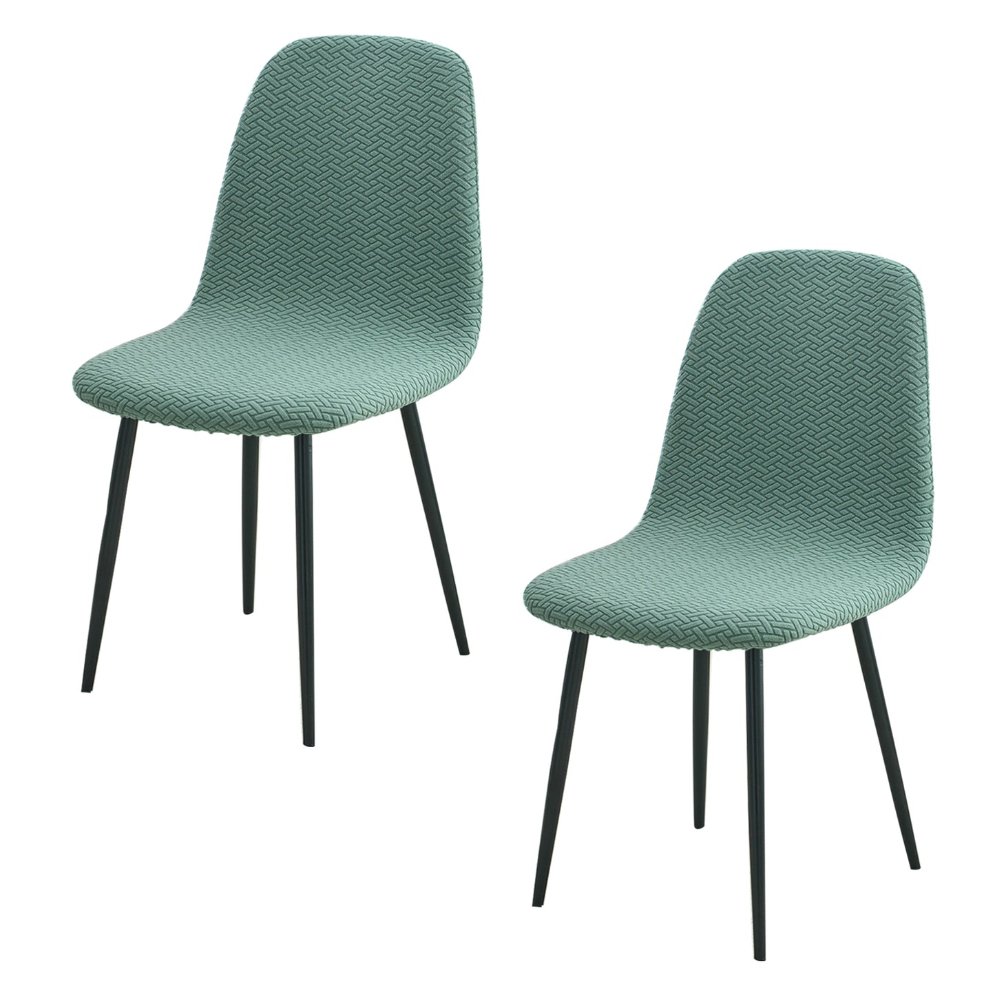 HOKIPO Premium Jacquard Fully Covered Cover for Mid Century Modern Dining Chair, Continental Green