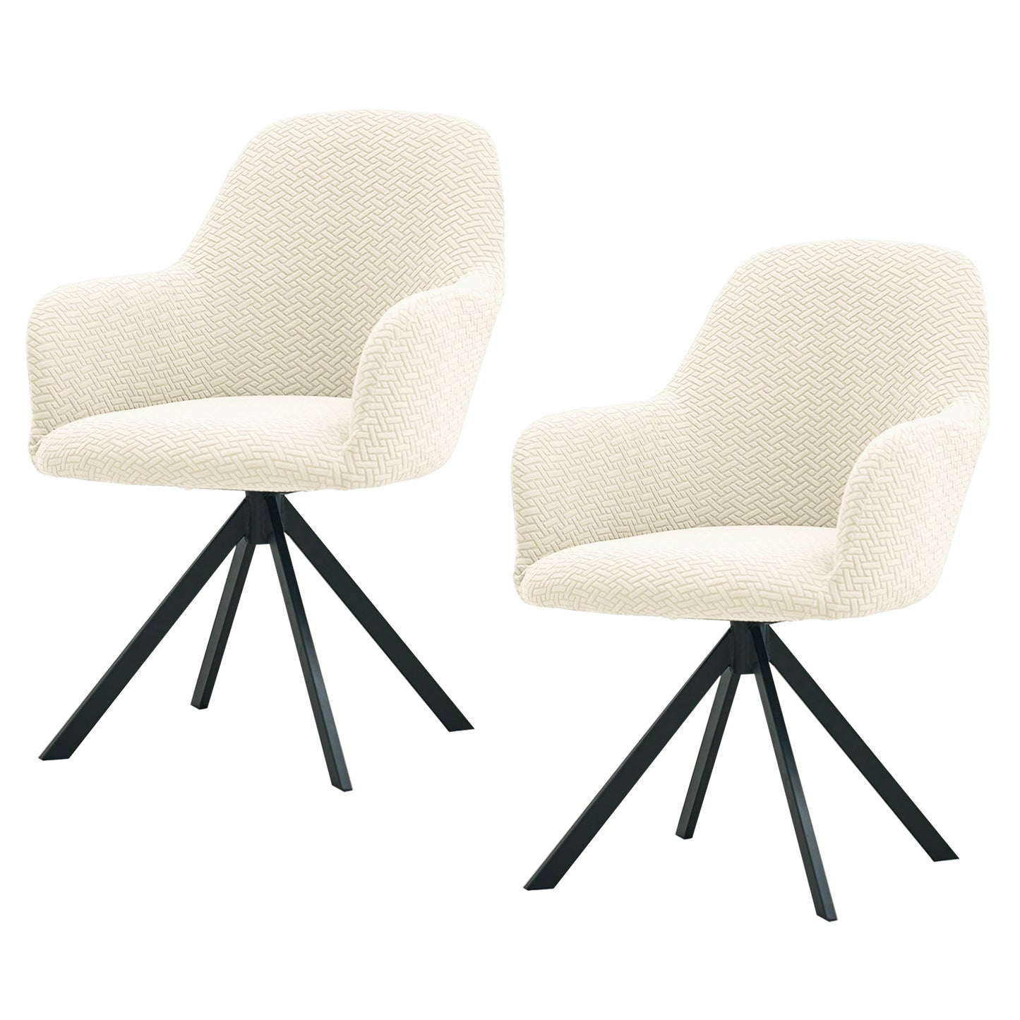 Premium Jacquard Fully Covered Cover for Swivel Dining Chair with Arms, Beige