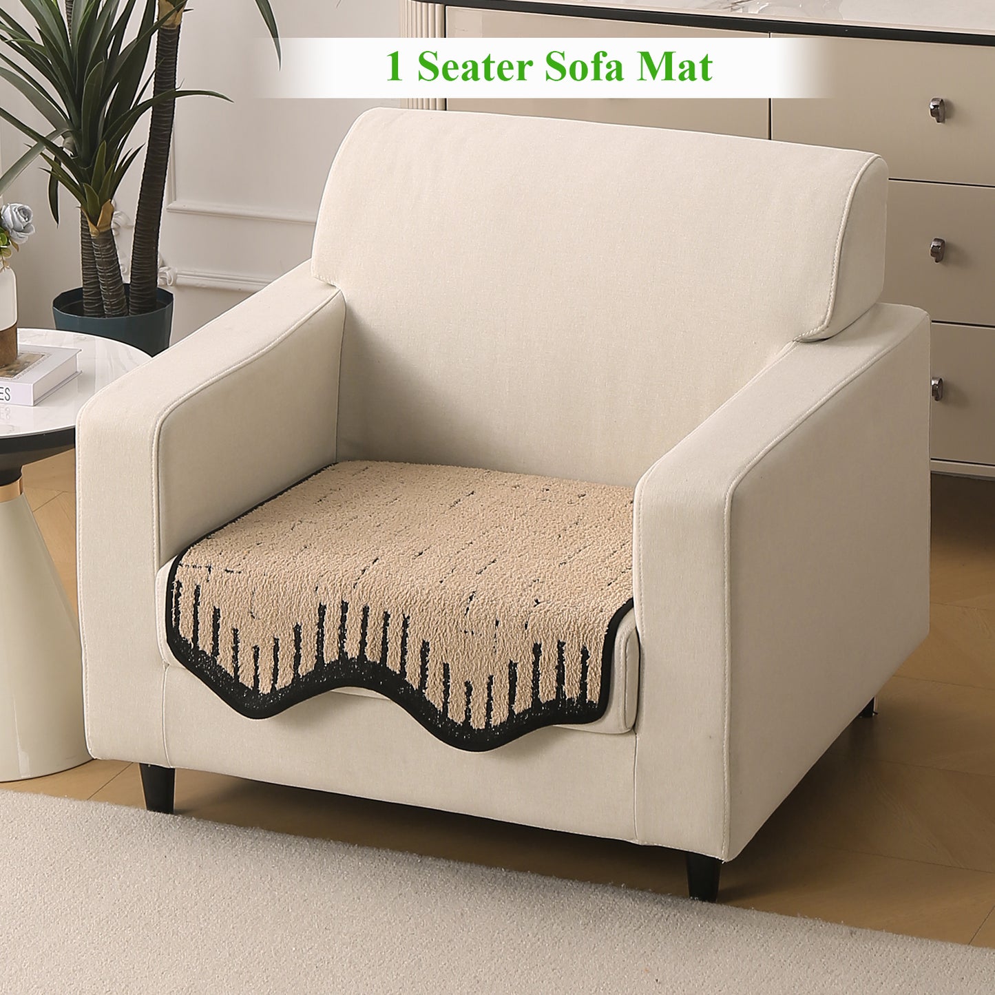 Premium Supple Soft Wavy with Curve Sofa Cover Mat, Brown