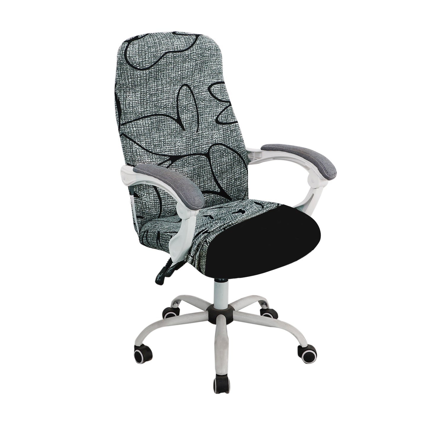 Buy Intense Grey Abstract Floral Print Stretchable office boss chair cover | Hokipo