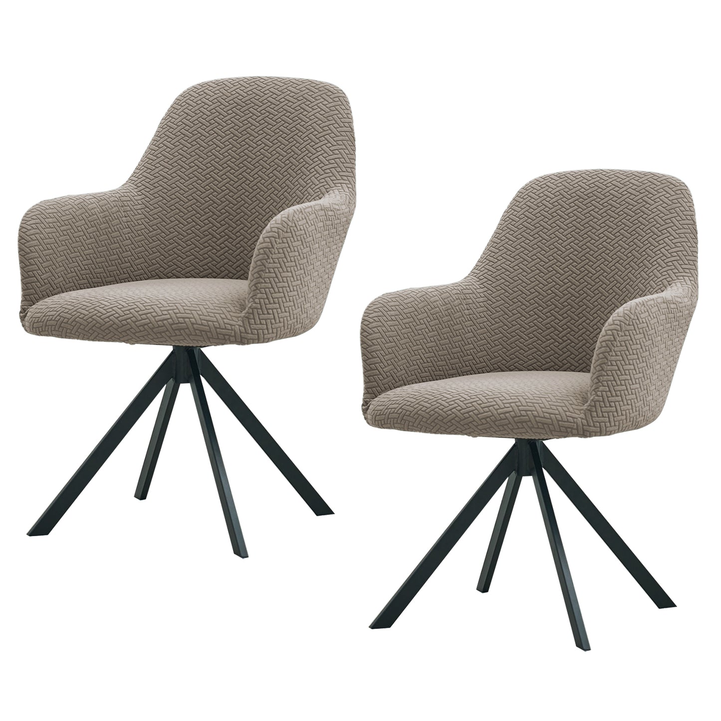 Premium Jacquard Fully Covered Cover for Swivel Dining Chair with Arms, Taupe Brown