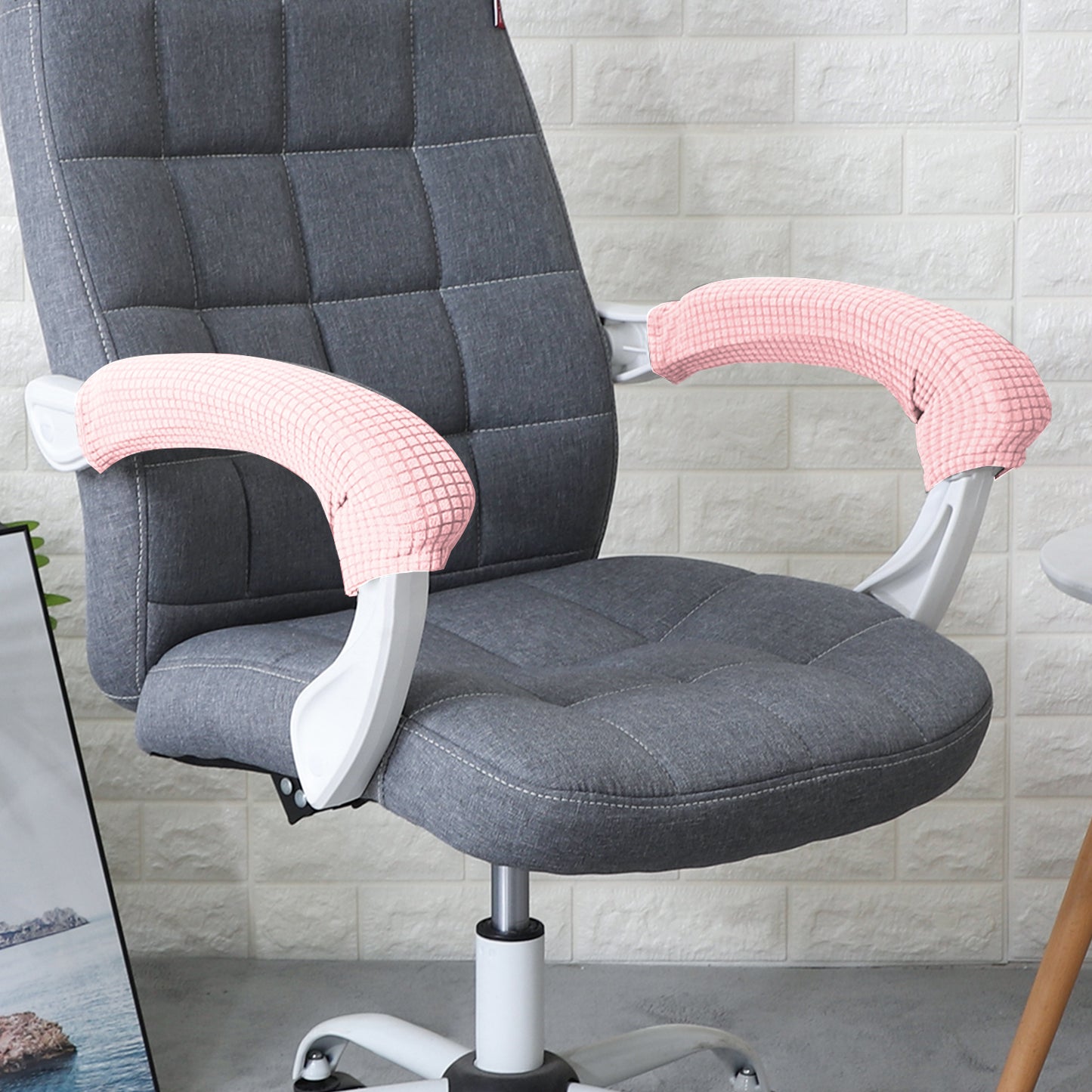 210gsm Jacquard Water Repellent Armrest Covers for Office Chair (Zipper Style), 1 Pair, Pink