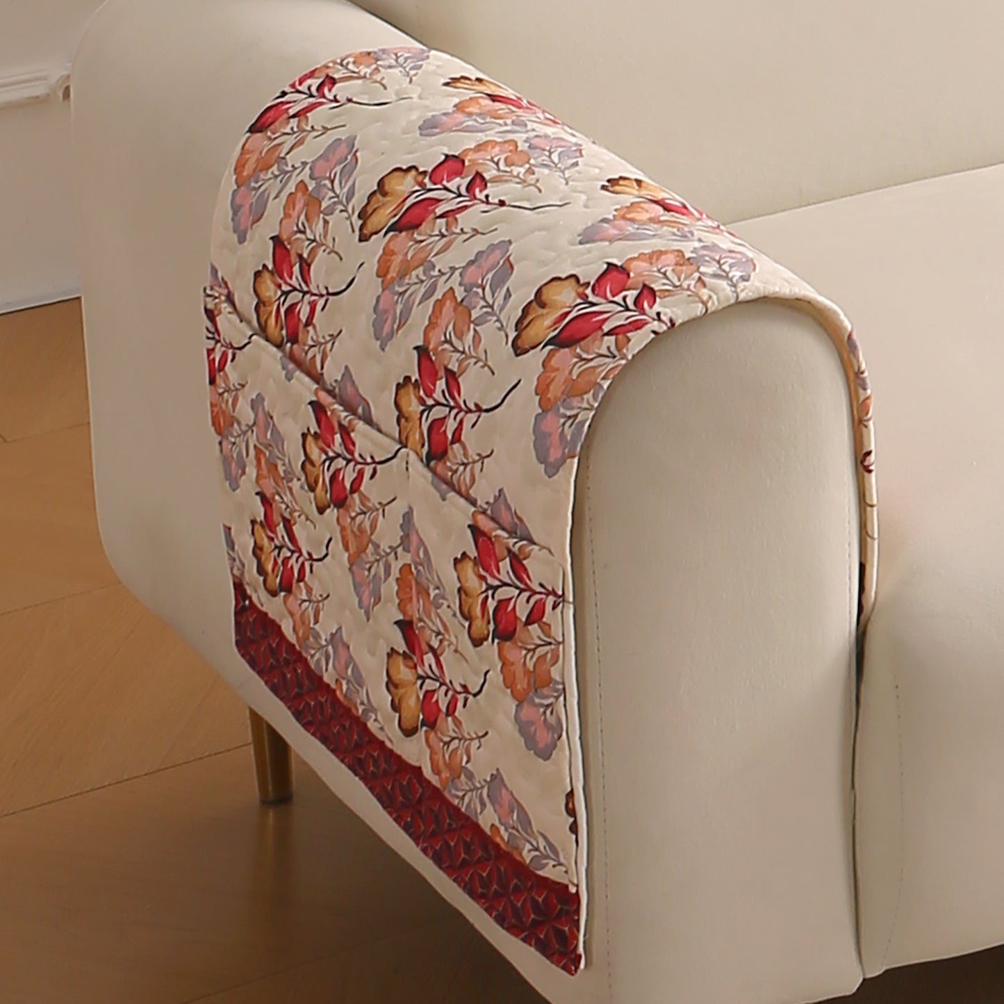 Florentina Series Printed Holland Velvet Sofa Mat - Autumn Cream