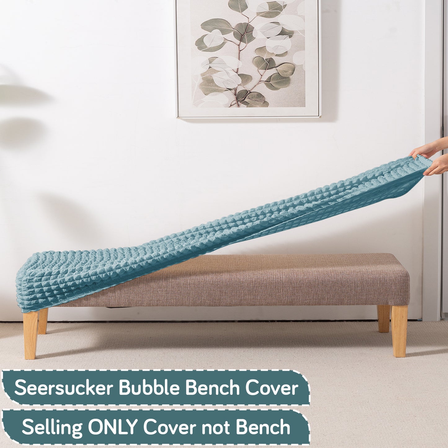 Aria Nova 280 GSM Stretchable Bubble Dining Bench Cover, Tropical Teal