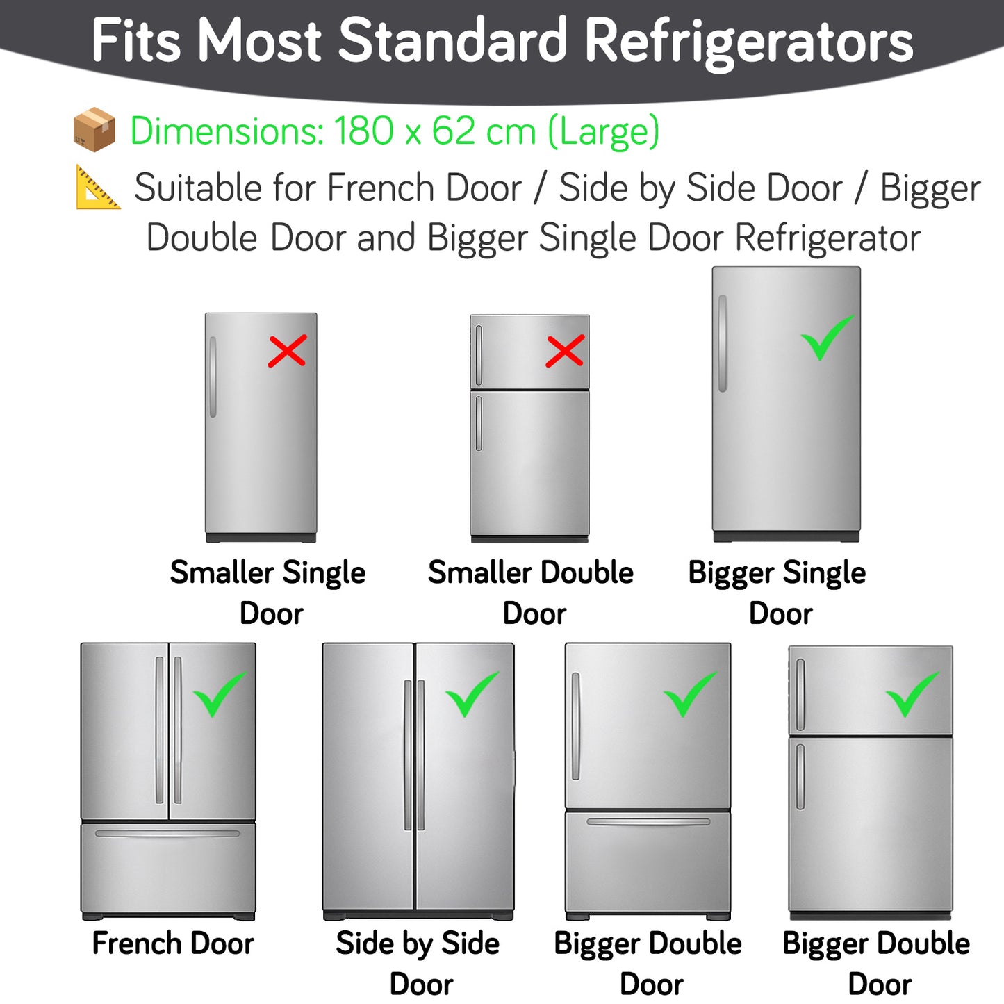 Small / Large Fridge Cover Top | For Smaller Single Door, Double Door and Bigger Double Door Refrigerator - Waterproof, Printed with 6 Side Pockets, Playful Cats