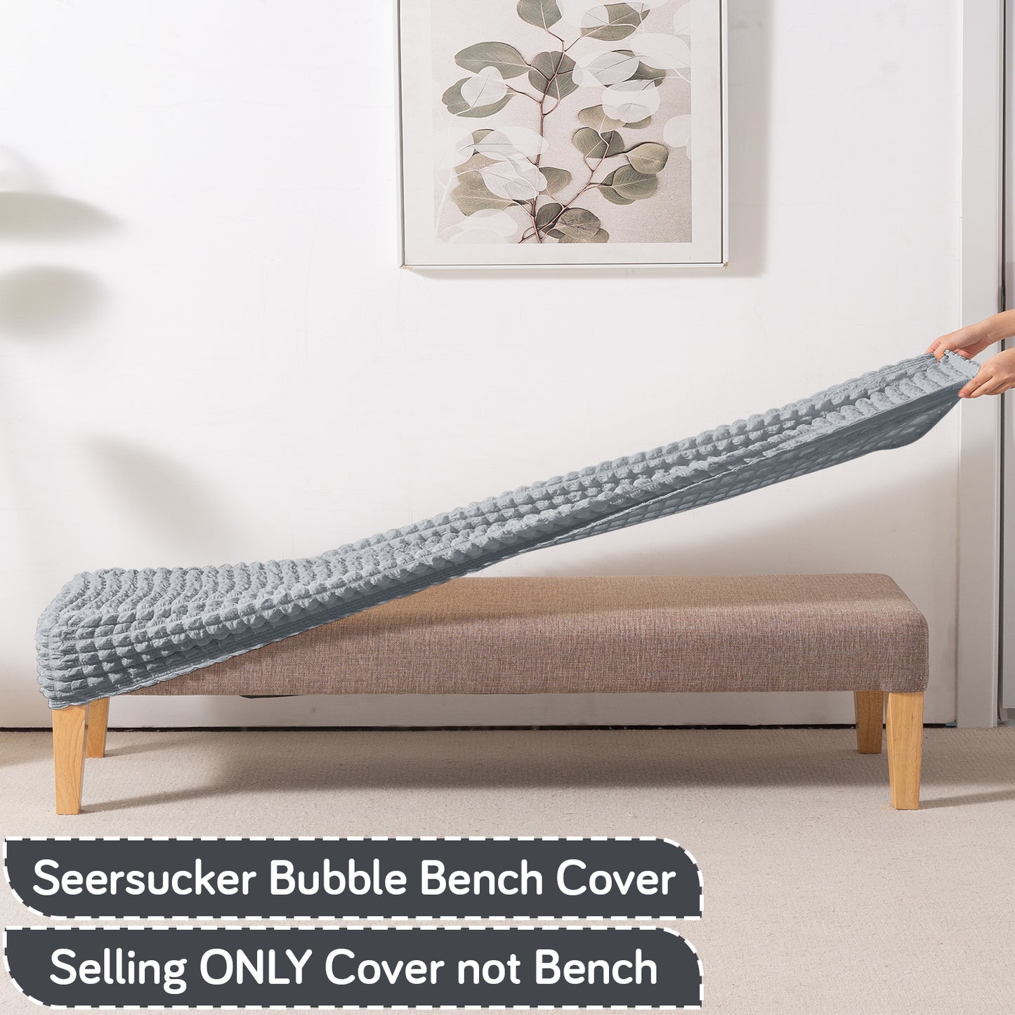 Aria Nova 280 GSM Stretchable Bubble Dining Bench Cover, Dark Grey