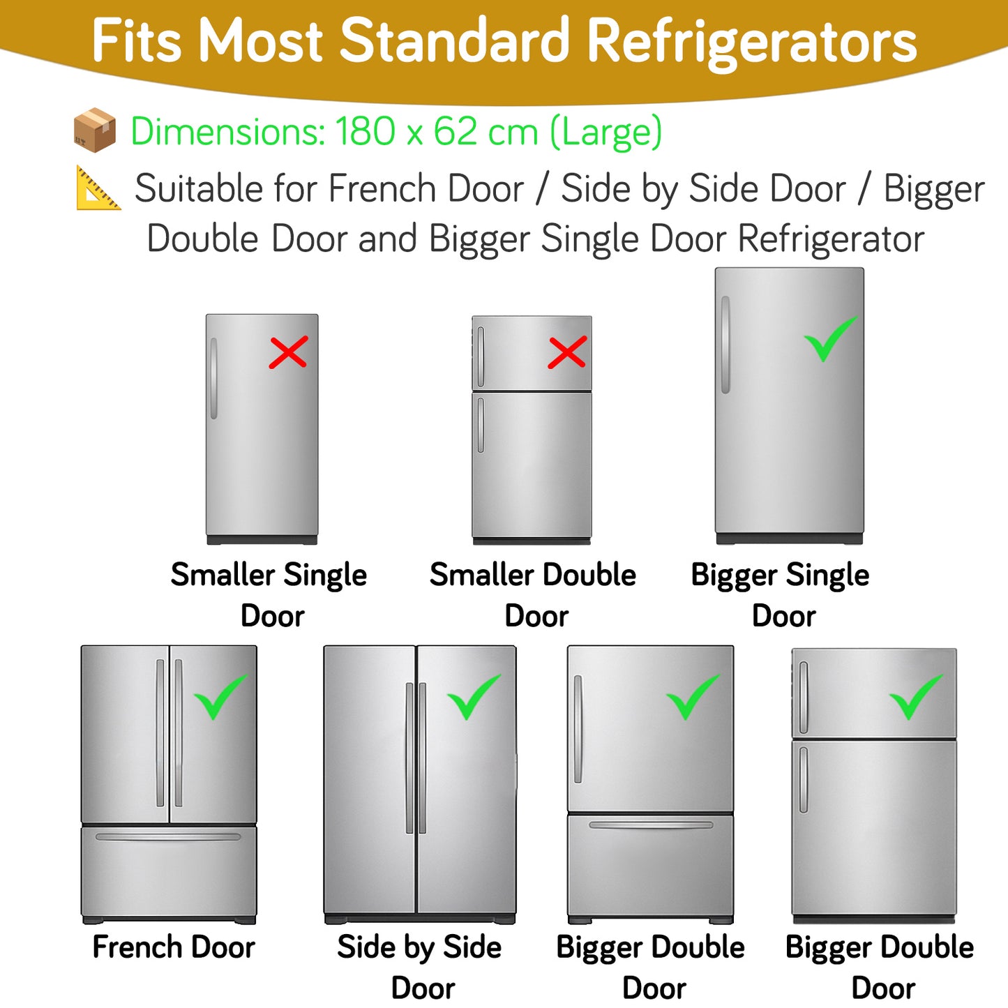 Small / Large Fridge Cover Top | For Smaller Single Door, Double Door and Bigger Double Door Refrigerator - Waterproof, Printed with 6 Side Pockets, Boho Feathers