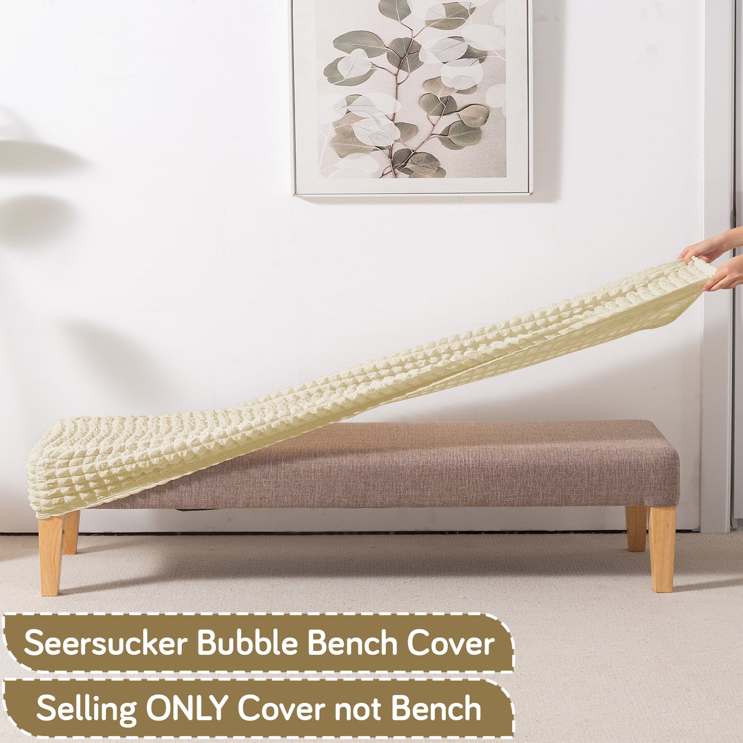 Aria Nova 280 GSM Stretchable Bubble Dining Bench Cover, Beige