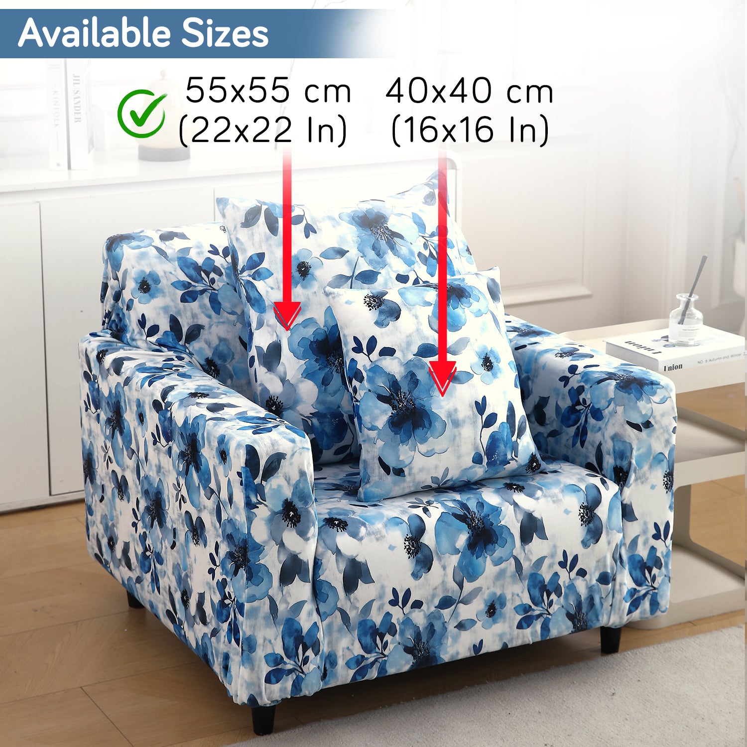 Buy Blue Azure Botanical Printed Zippered Velvet Cushion Covers | 16x16 & 22x22 Inch Size