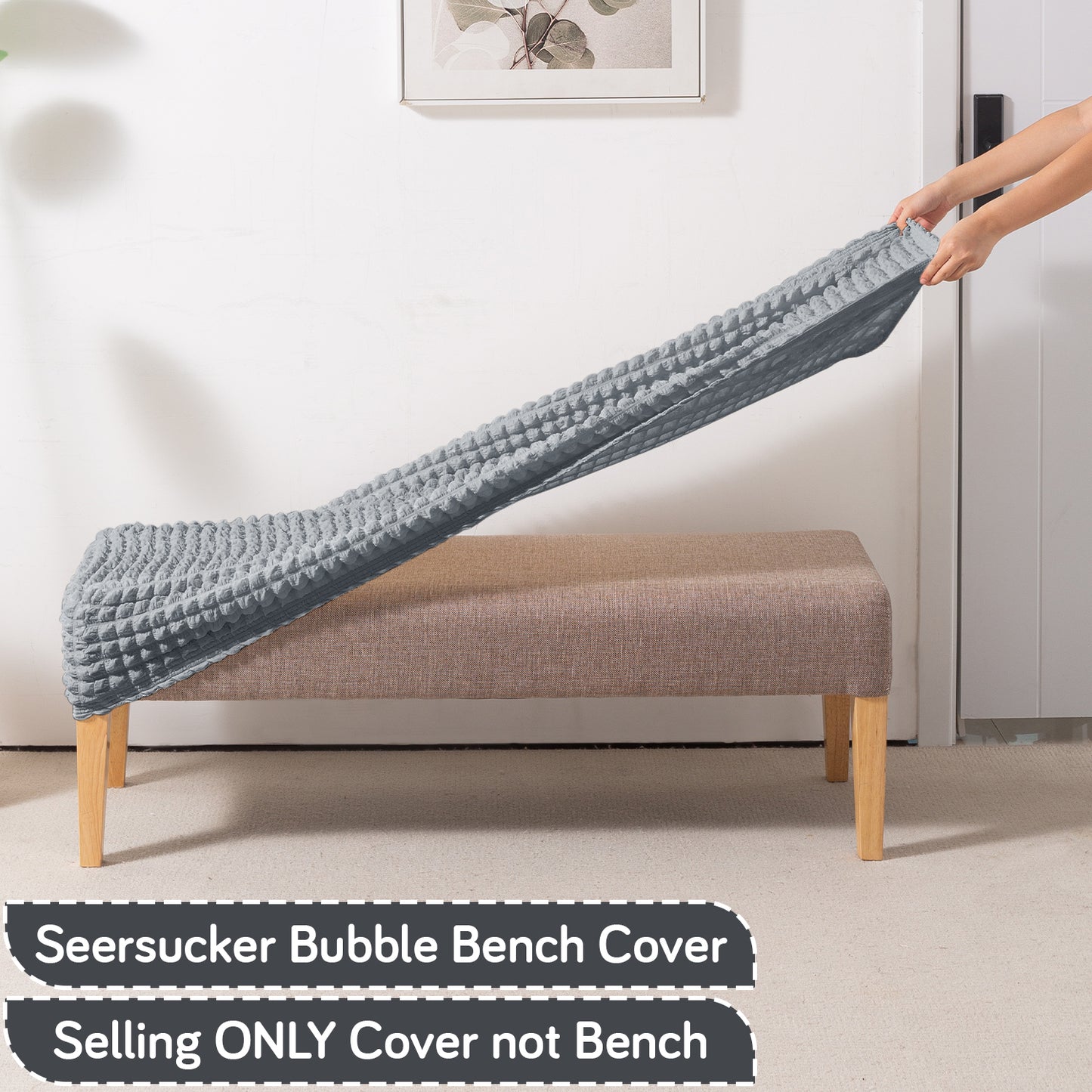 Aria Nova 280 GSM Stretchable Bubble Dining Bench Cover, Dark Grey