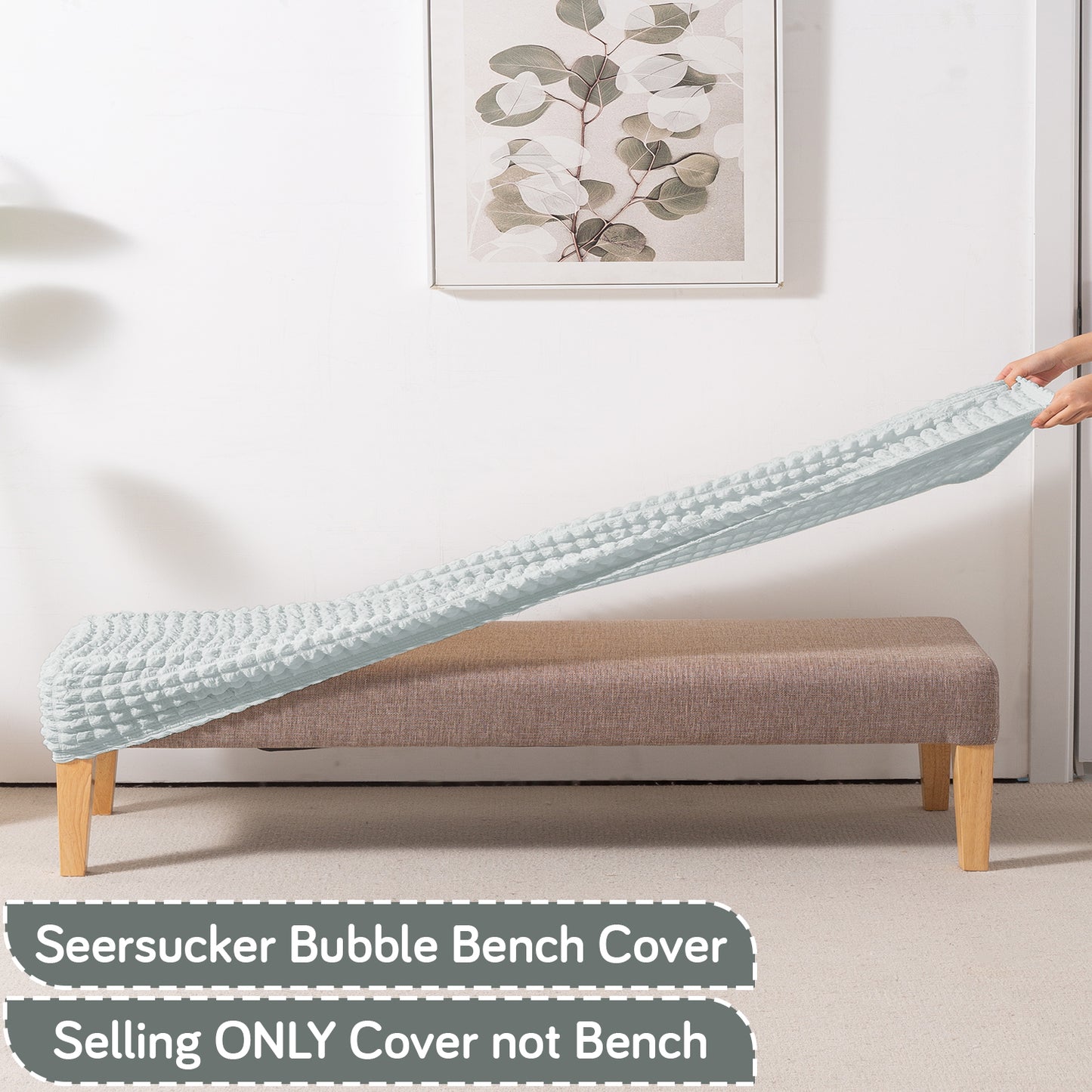 Aria Nova 280 GSM Stretchable Bubble Dining Bench Cover, Light Grey