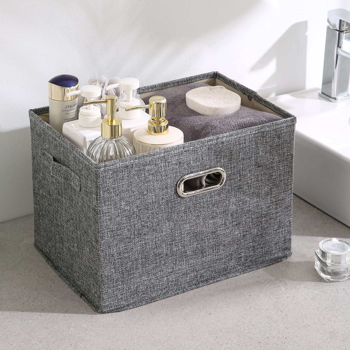 Multipurpose Foldable Storage Box with Lid, Medium / Large / Extra Large, Grey