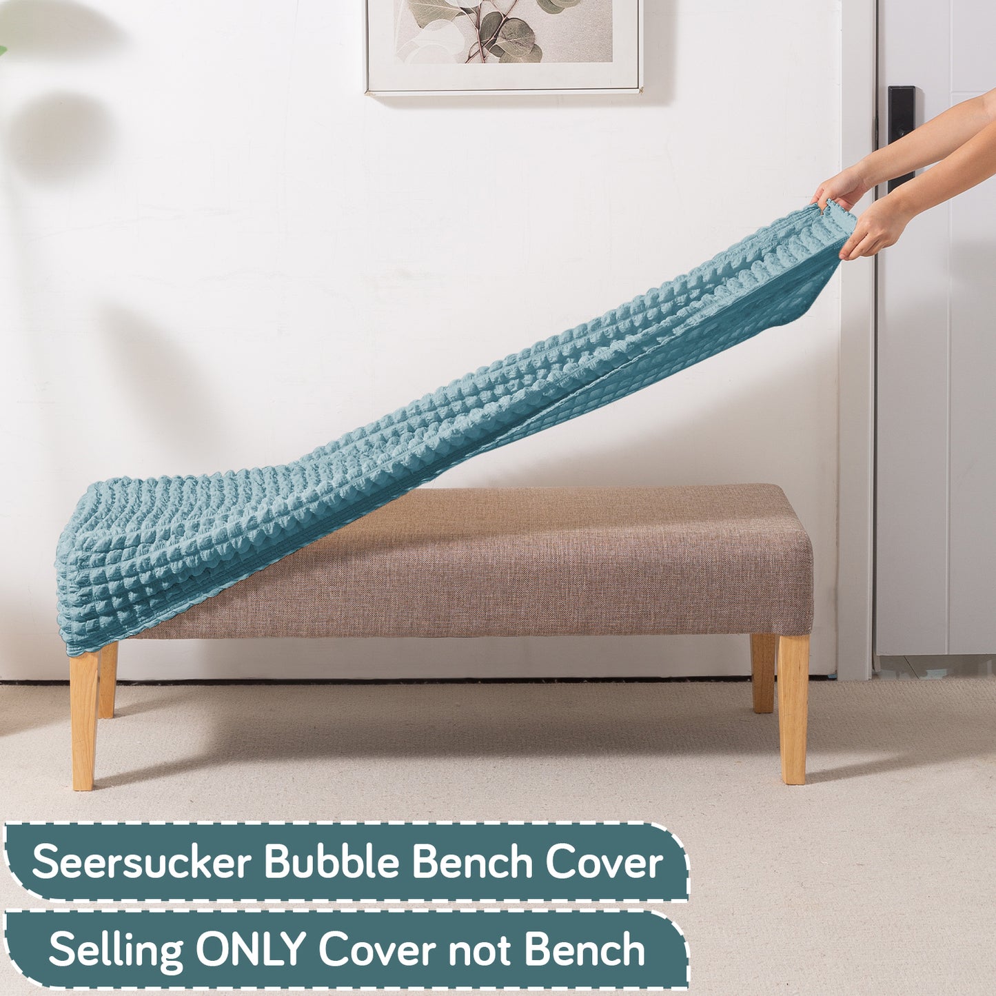 Aria Nova 280 GSM Stretchable Bubble Dining Bench Cover, Tropical Teal