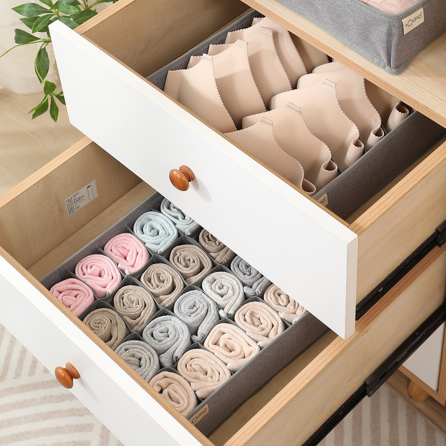 Undergarment Organizer for Wardrobe and Drawers, Grey