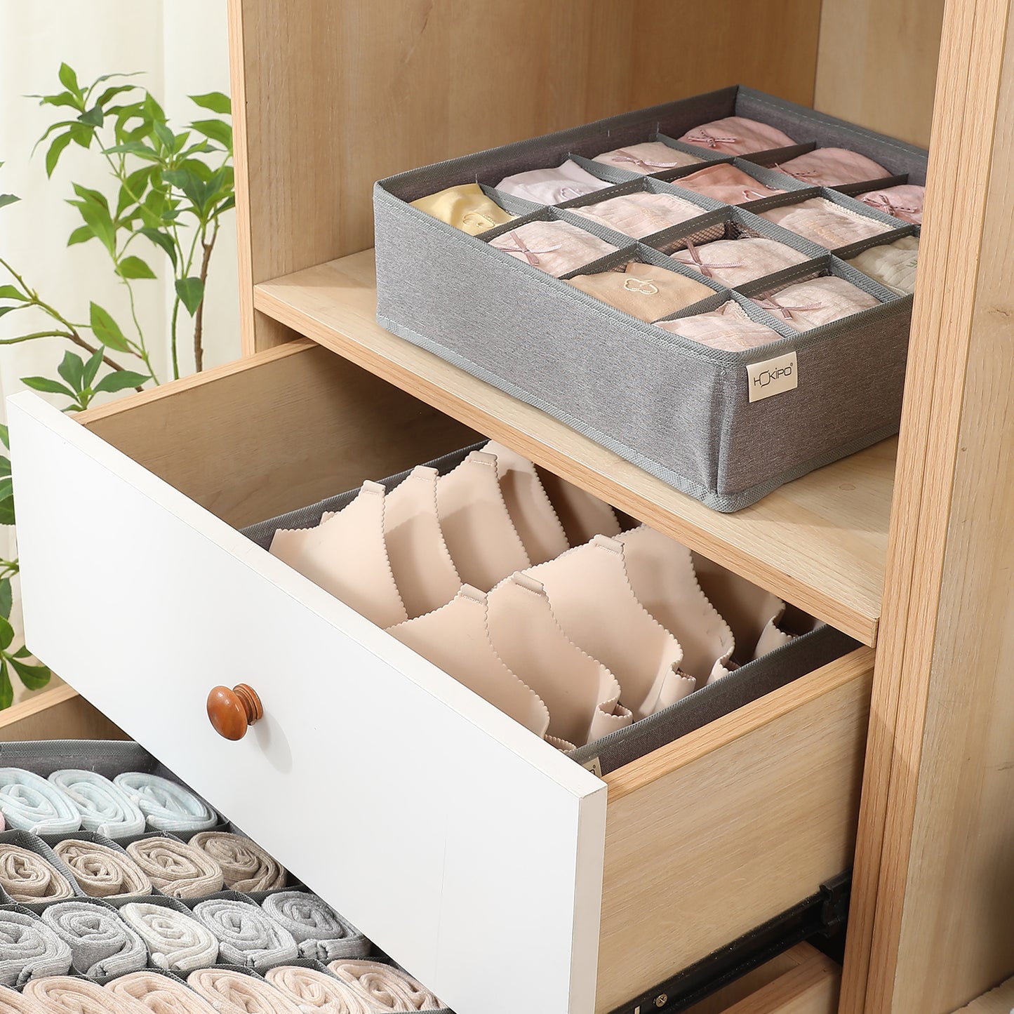 Undergarment Organizer for Wardrobe and Drawers, Grey