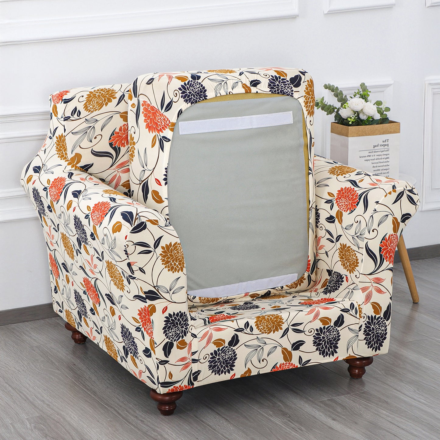 Printed Stretchable Sofa Slipcover with 1/2/3 Pc Separate Seat Cushion Cover for each 1/2/3 Seater, Sunset Botanical Bloom