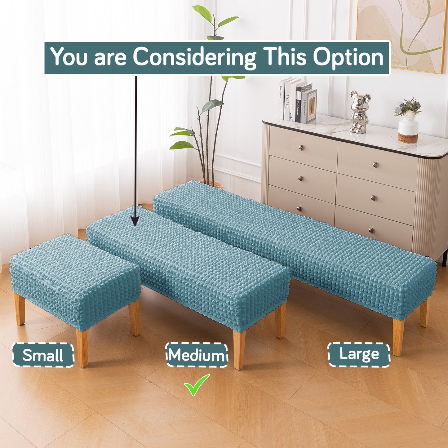 Aria Nova 280 GSM Stretchable Bubble Dining Bench Cover, Tropical Teal