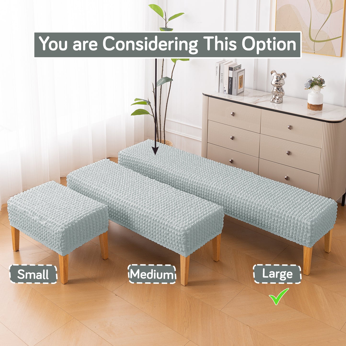 Aria Nova 280 GSM Stretchable Bubble Dining Bench Cover, Light Grey