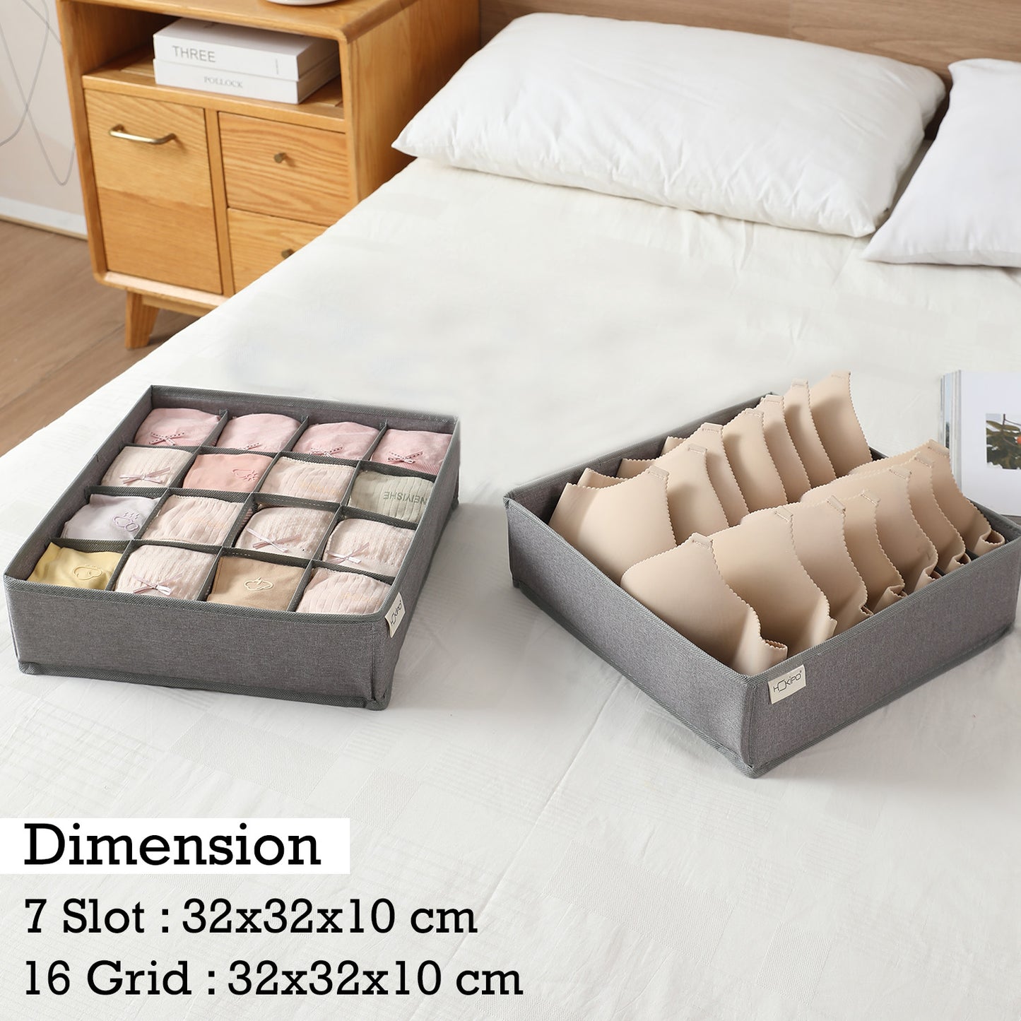 Undergarment Organizer for Wardrobe and Drawers, Grey