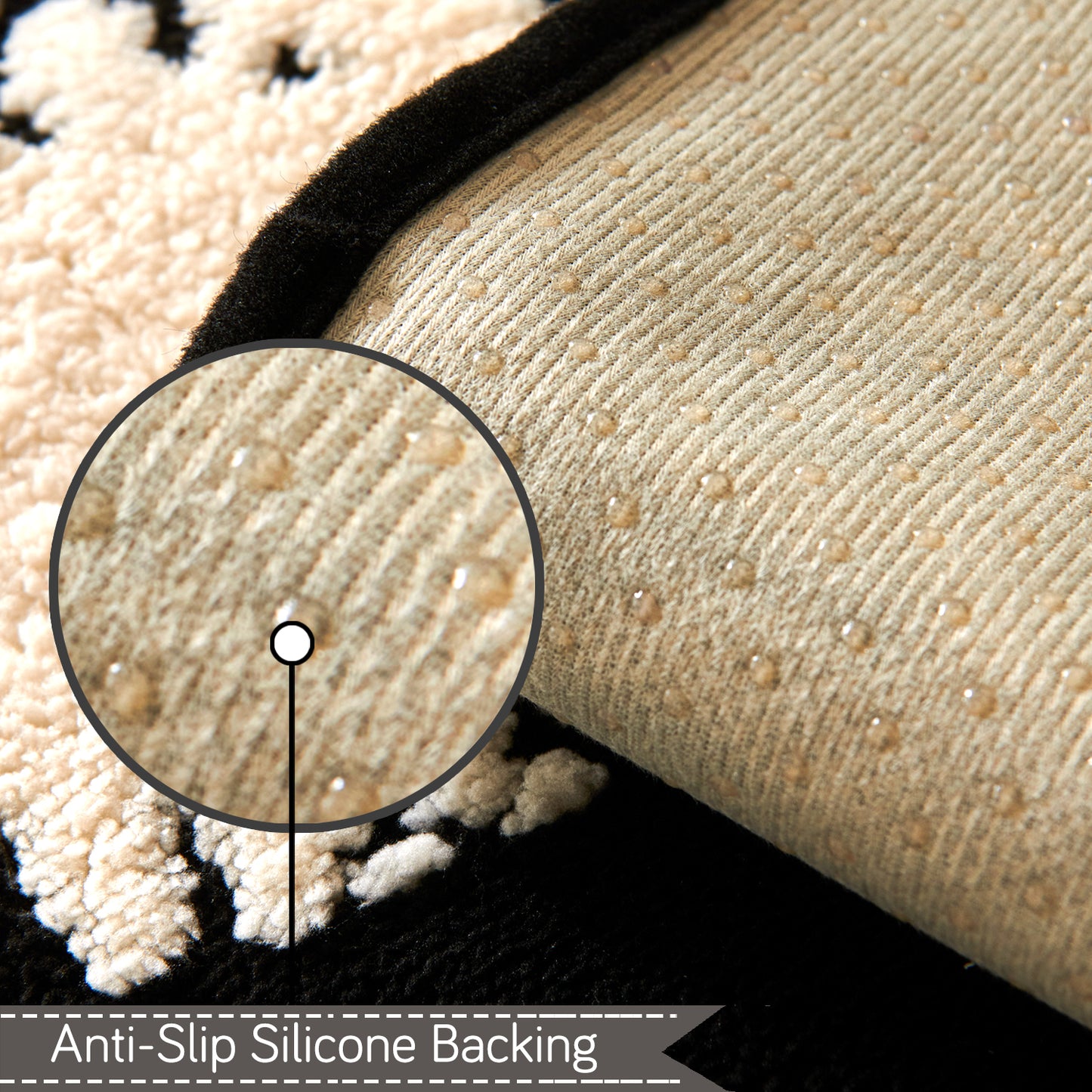 Luxury Wavy Plush Anti-Slip Sofa Cover Mats - Black