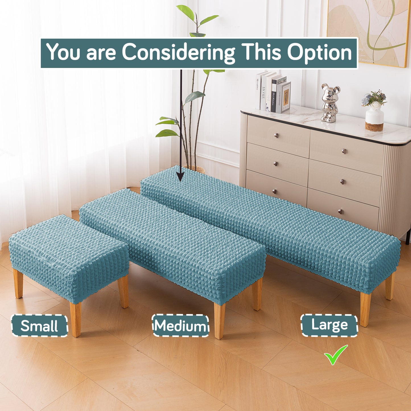Aria Nova 280 GSM Stretchable Bubble Dining Bench Cover, Tropical Teal