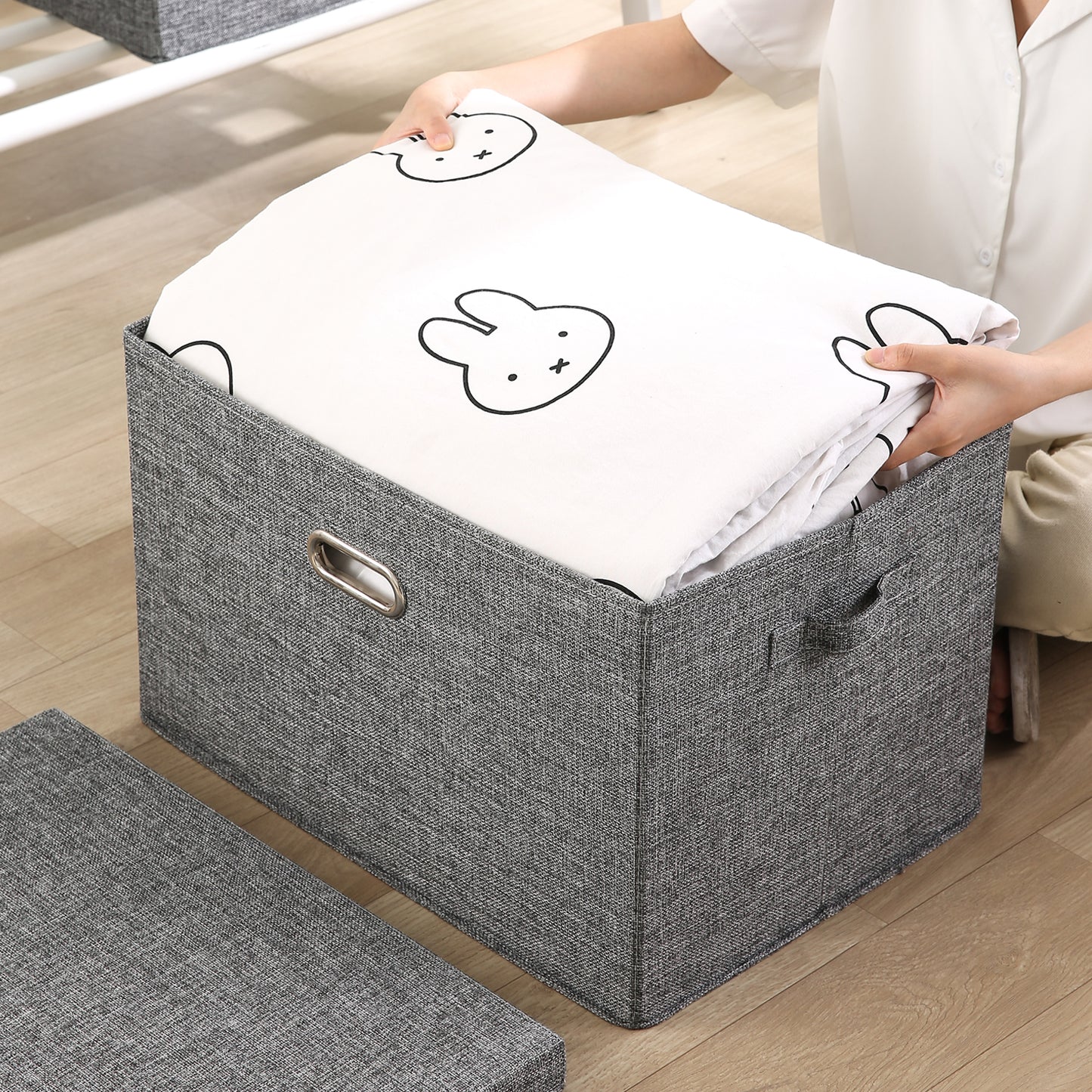 Multipurpose Foldable Storage Box with Lid, Extra Large 50x35x32 cm, Grey