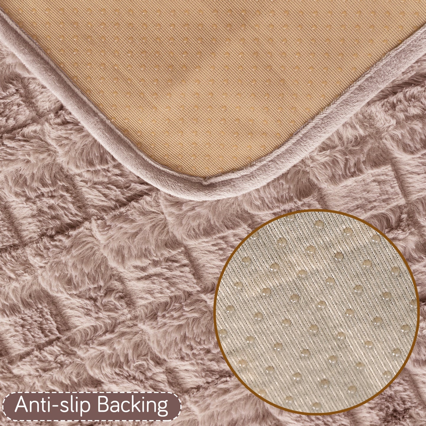 Luxury Plush Anti Slip Sofa Cover Mat with 2 Arm Cover, Beige