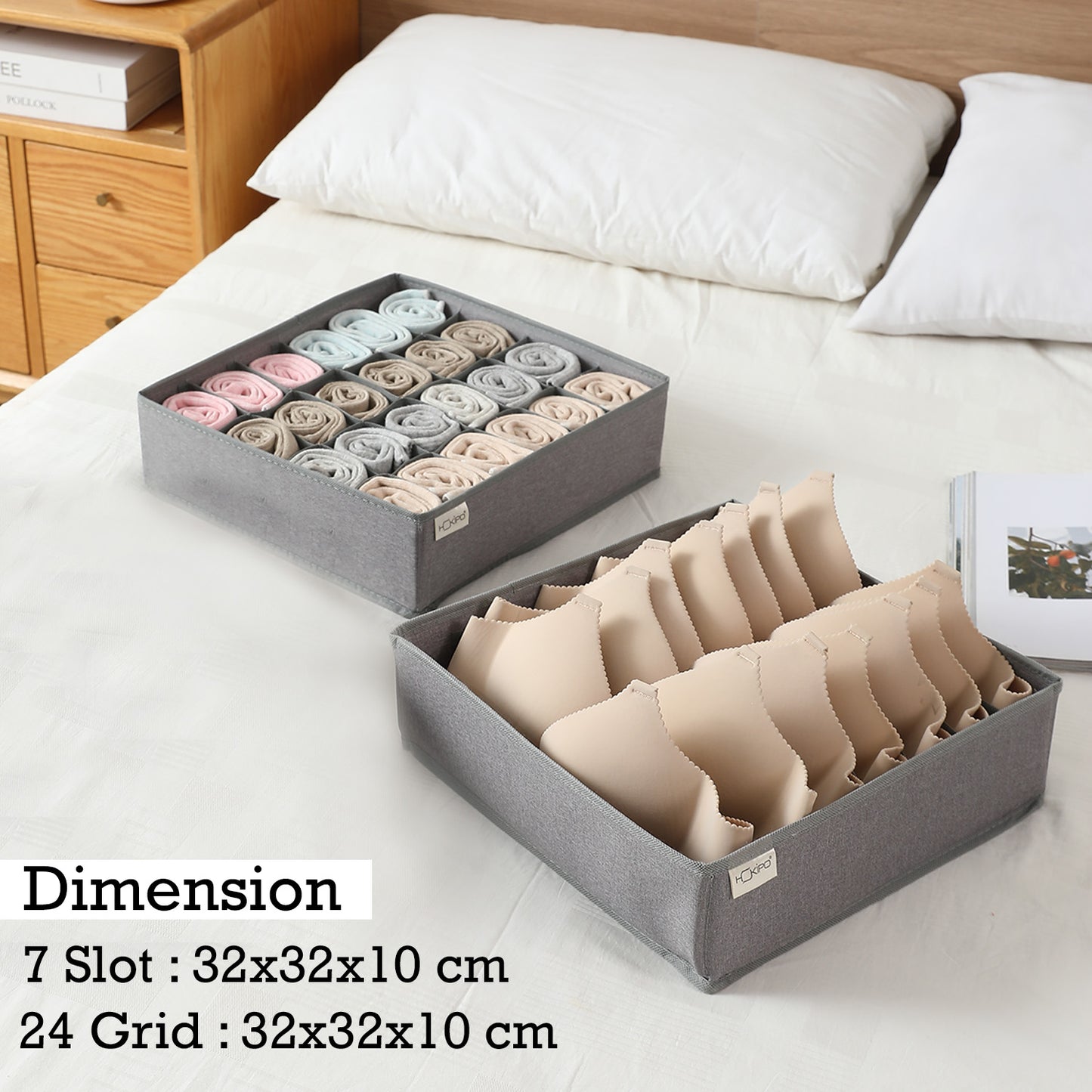 Undergarment Organizer for Wardrobe and Drawers, Grey