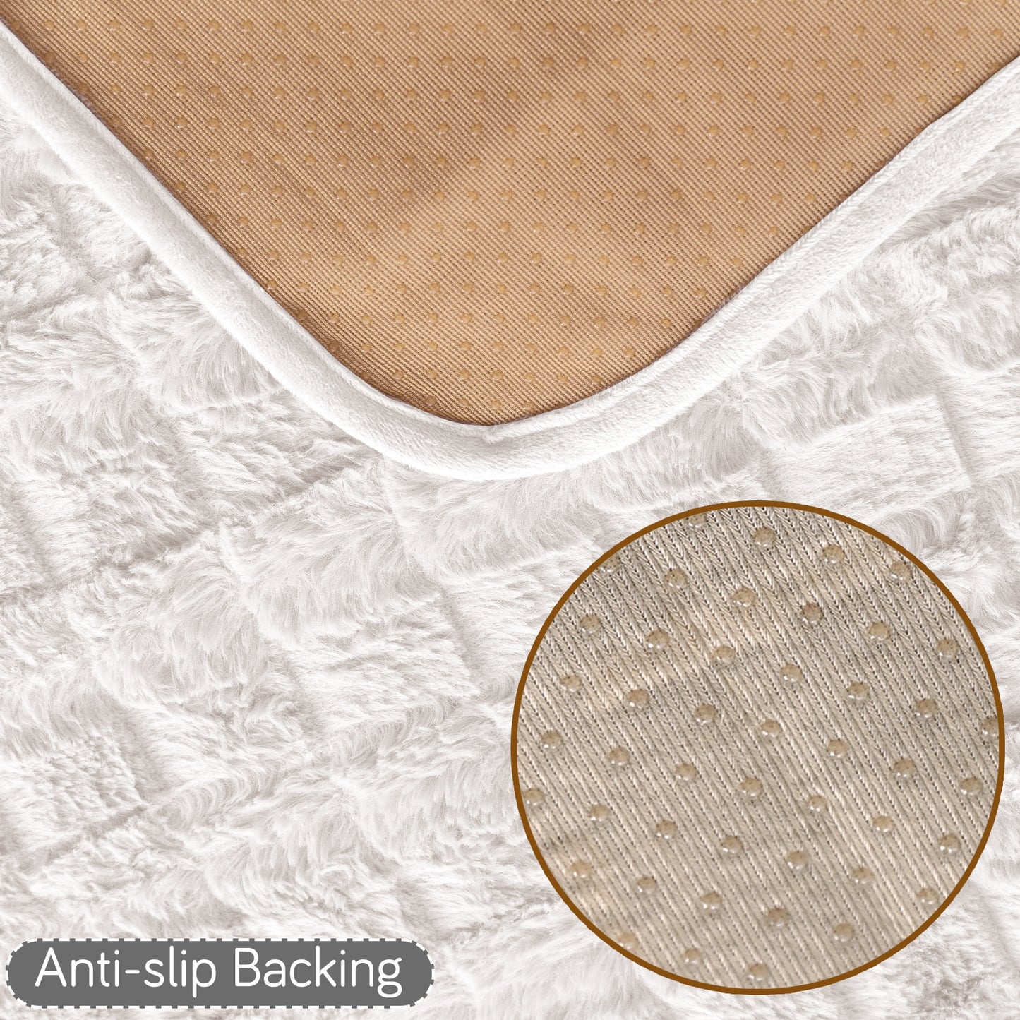 Premium Plush Anti Slip Sofa Cover Mat, White