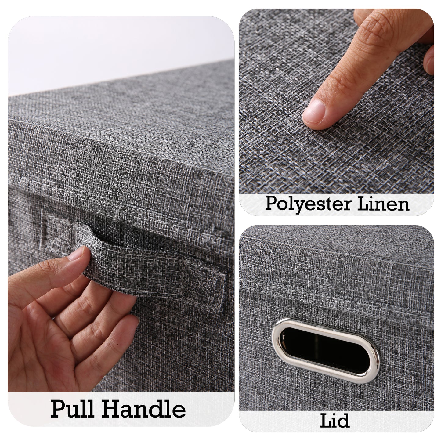 Multipurpose Foldable Storage Box with Lid, Extra Large 50x35x32 cm, Grey