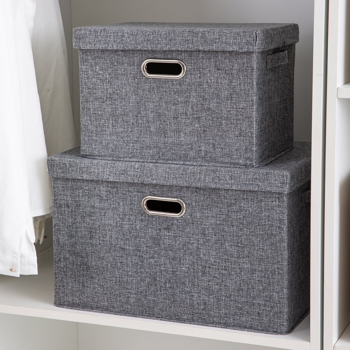 Multipurpose Foldable Storage Box with Lid, Extra Large 50x35x32 cm, Grey