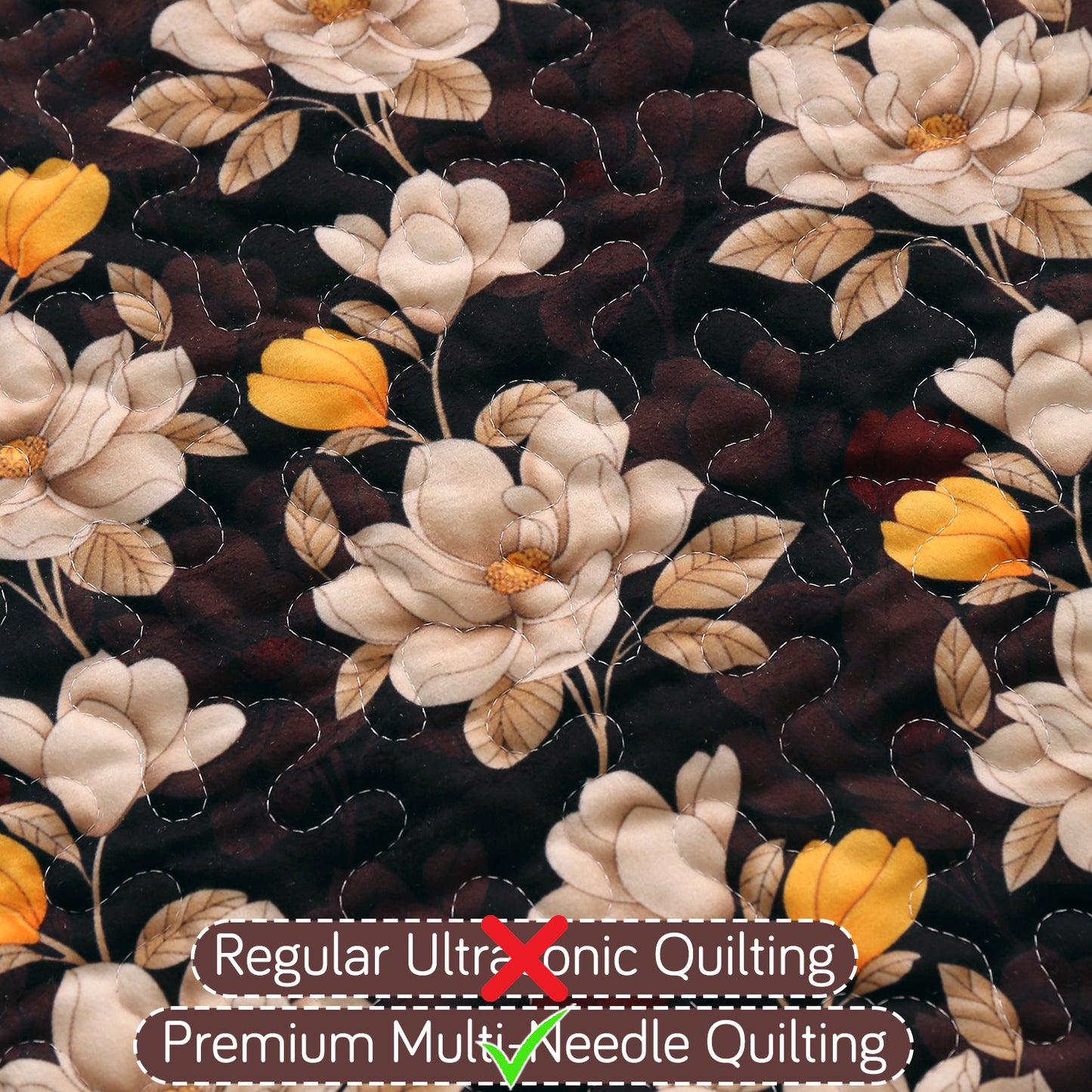Florentina Series Printed Holland Velvet Sofa Mat - Camellia Brown