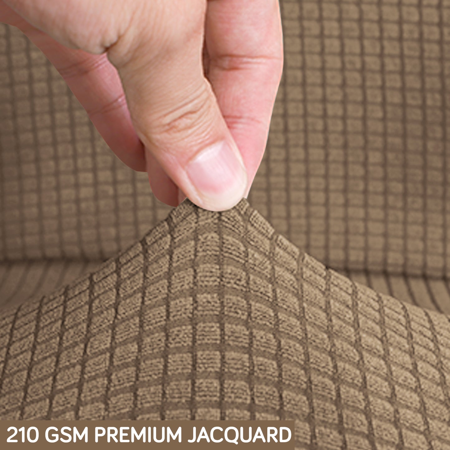 Water Repellent Office Chair Cover for Executive Chair (High-Back) – 210 GSM Stretchable Jacquard – Washable & Anti-Slip – Fits Big & Tall Office Chairs, Camel