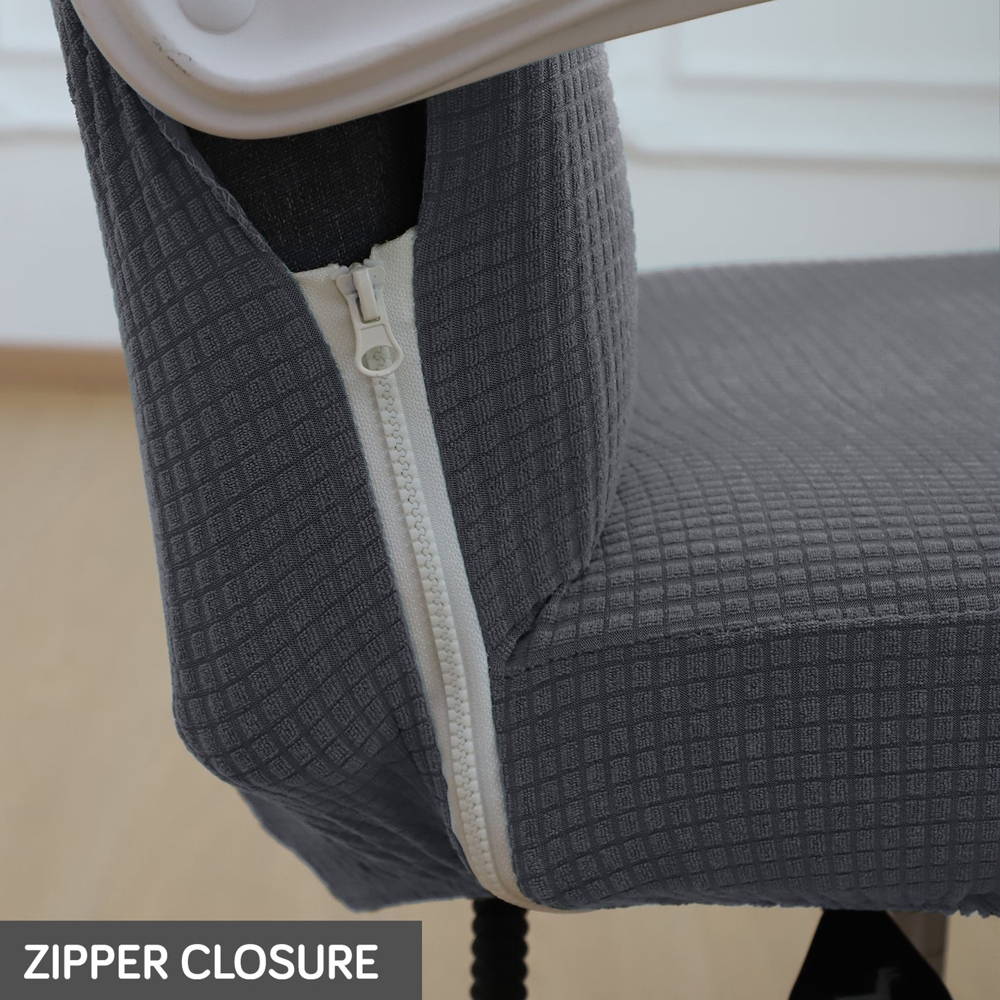 Water Repellent Office Chair Cover for Executive Chair (High-Back) – 210 GSM Stretchable Jacquard – Washable & Anti-Slip – Fits Big & Tall Office Chairs, Dark Grey