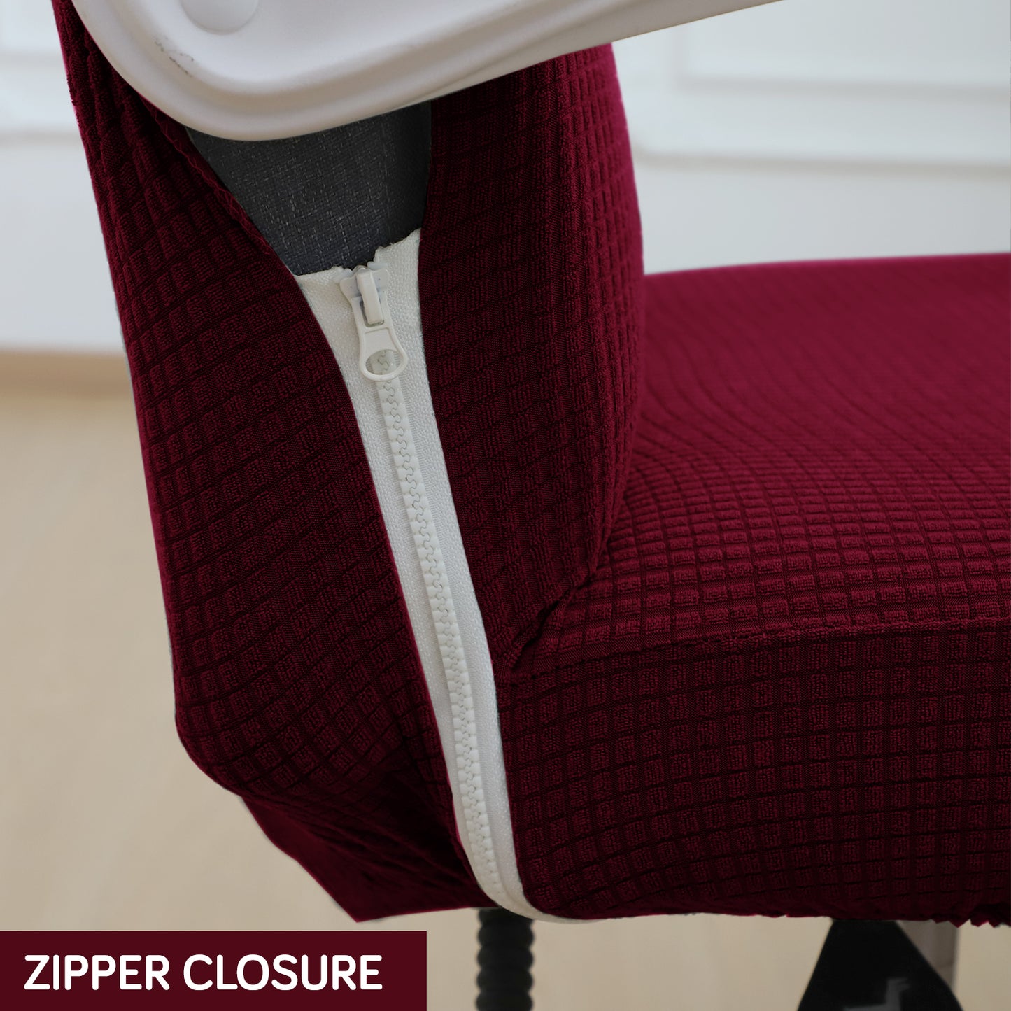 Water Repellent Office Chair Cover for Executive Chair (High-Back) – 210 GSM Stretchable Jacquard – Washable & Anti-Slip – Fits Big & Tall Office Chairs, Burgundy
